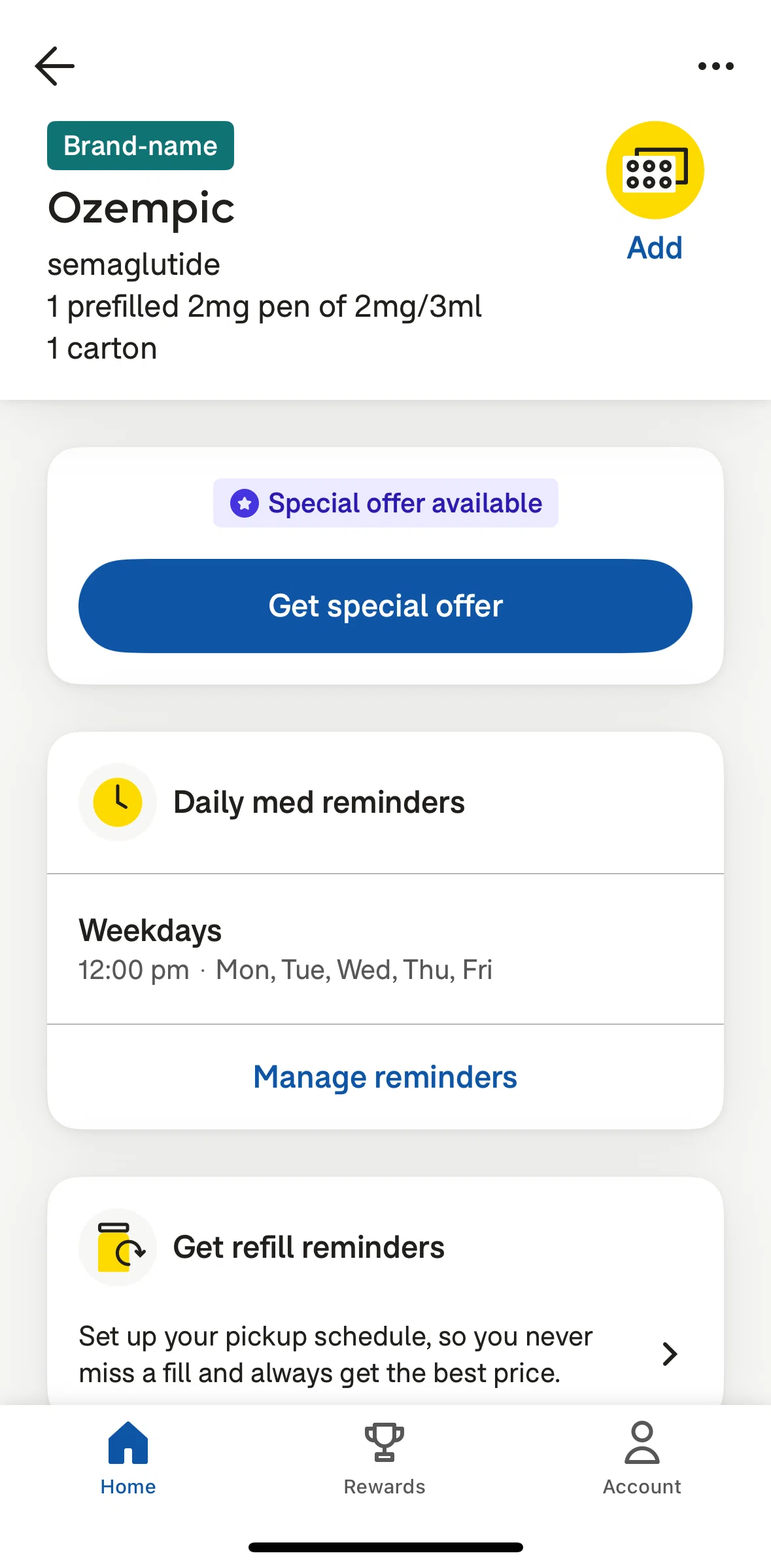 Goodrx Screen screen in the Updating a prescription flow