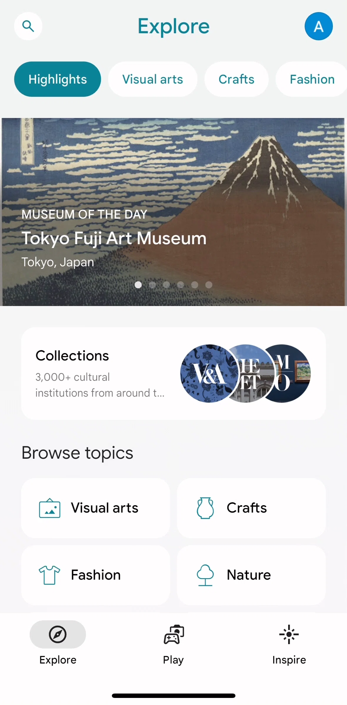 Google Arts & Culture Screen screen in the Account flow