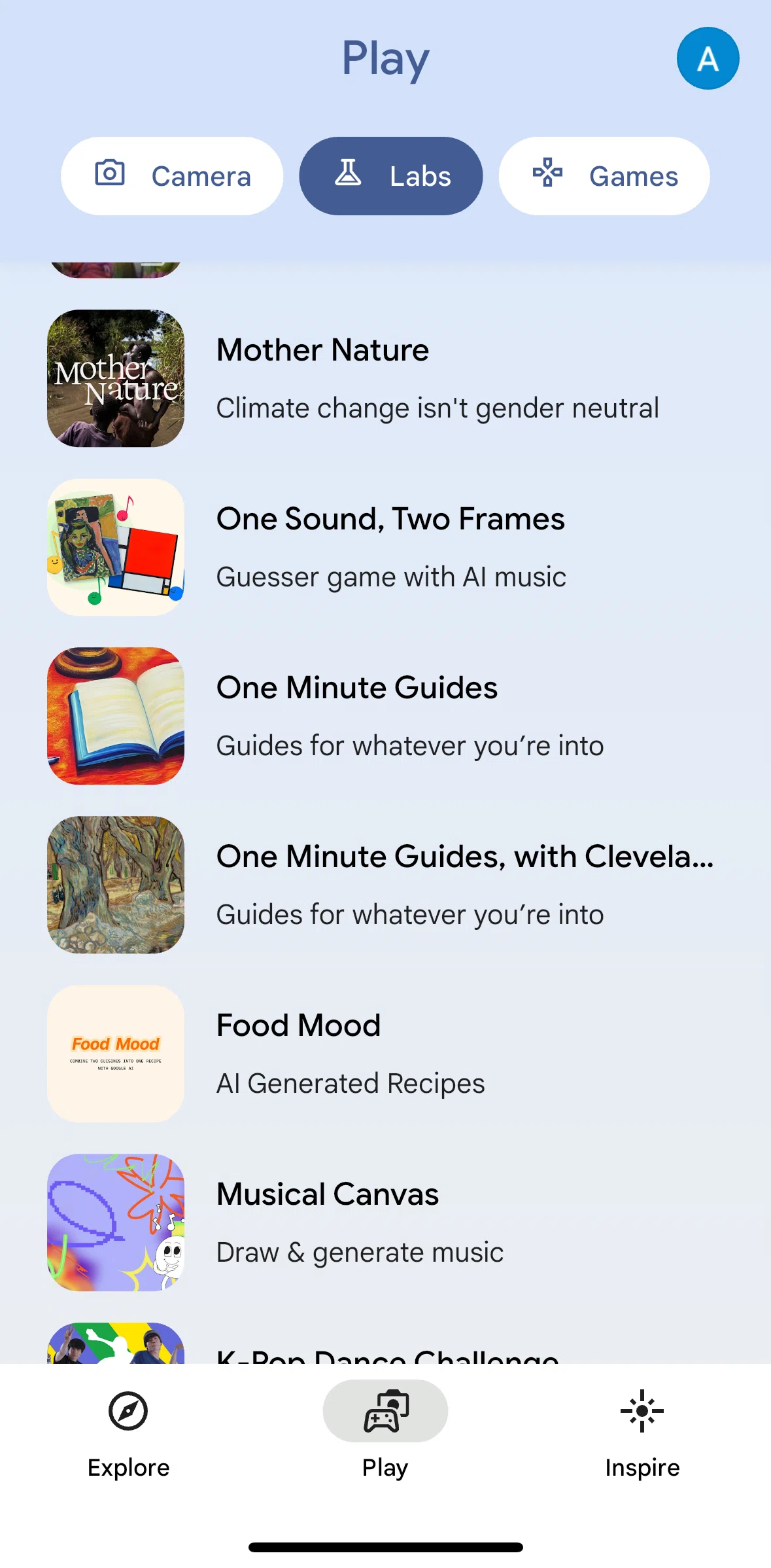 Google Arts & Culture Screen screen in the Mother nature flow