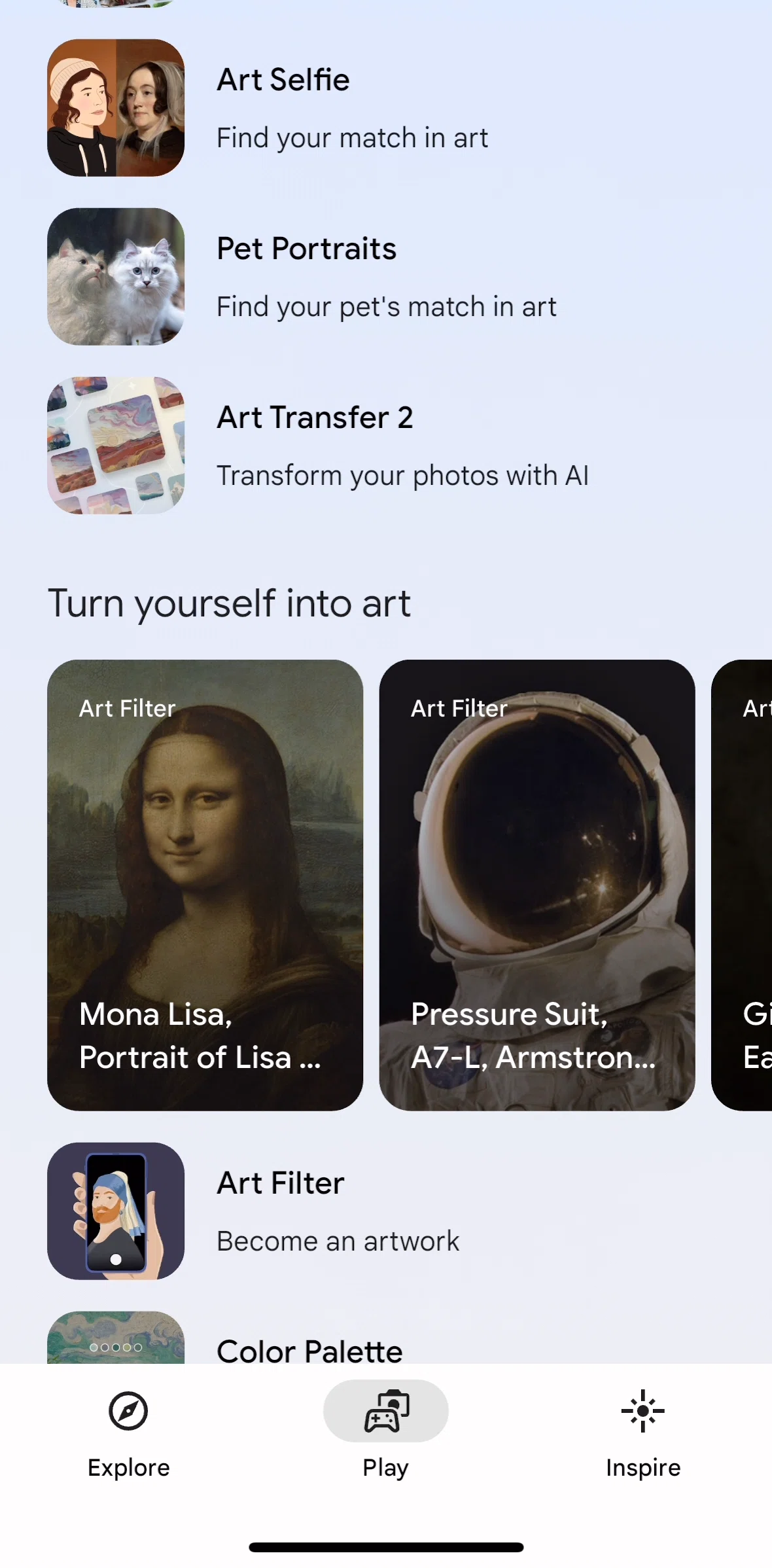 Google Arts & Culture Screen screen in the Pet portraits flow