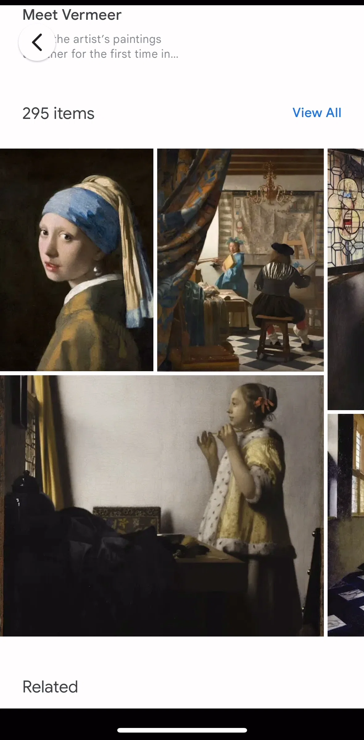 Google Arts & Culture Screen screen in the View all items flow