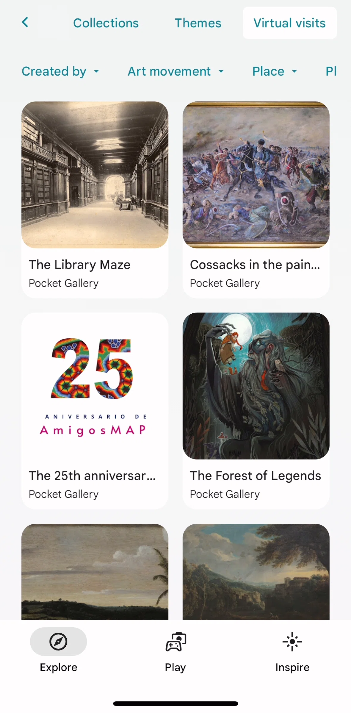 Google Arts & Culture Screen screen in the Virtual visits flow