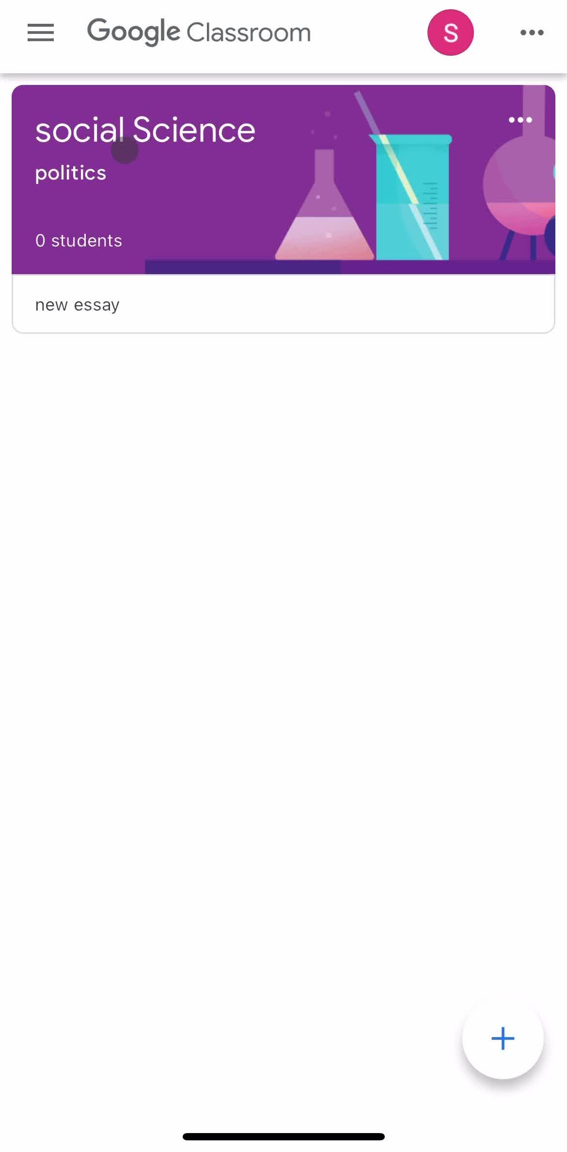 Google Classroom Home screen in the Creating An Assignment flow
