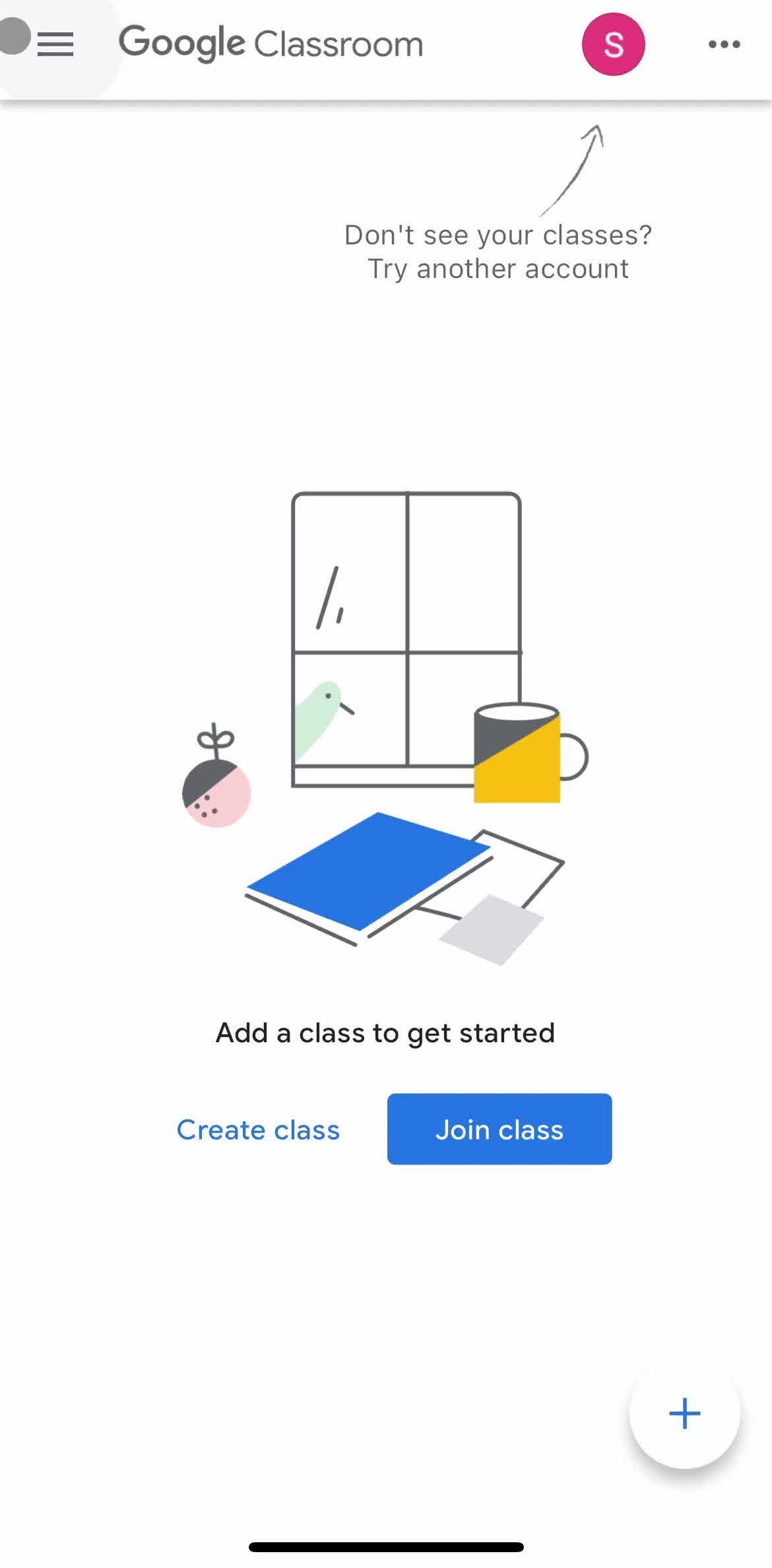 Google Classroom Home screen in the Help Center flow
