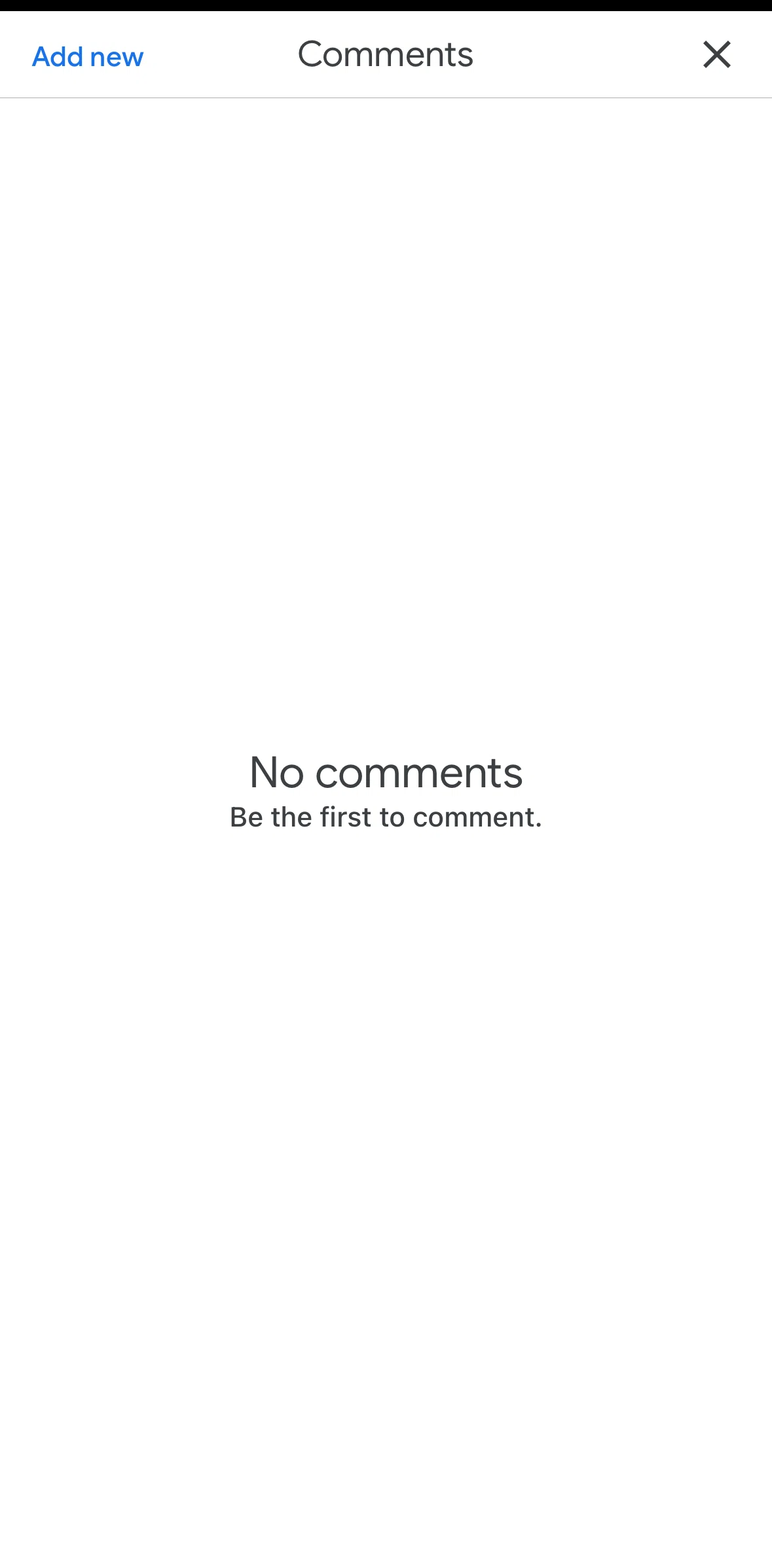 Google Drive Screen screen in the Commenting on a file flow