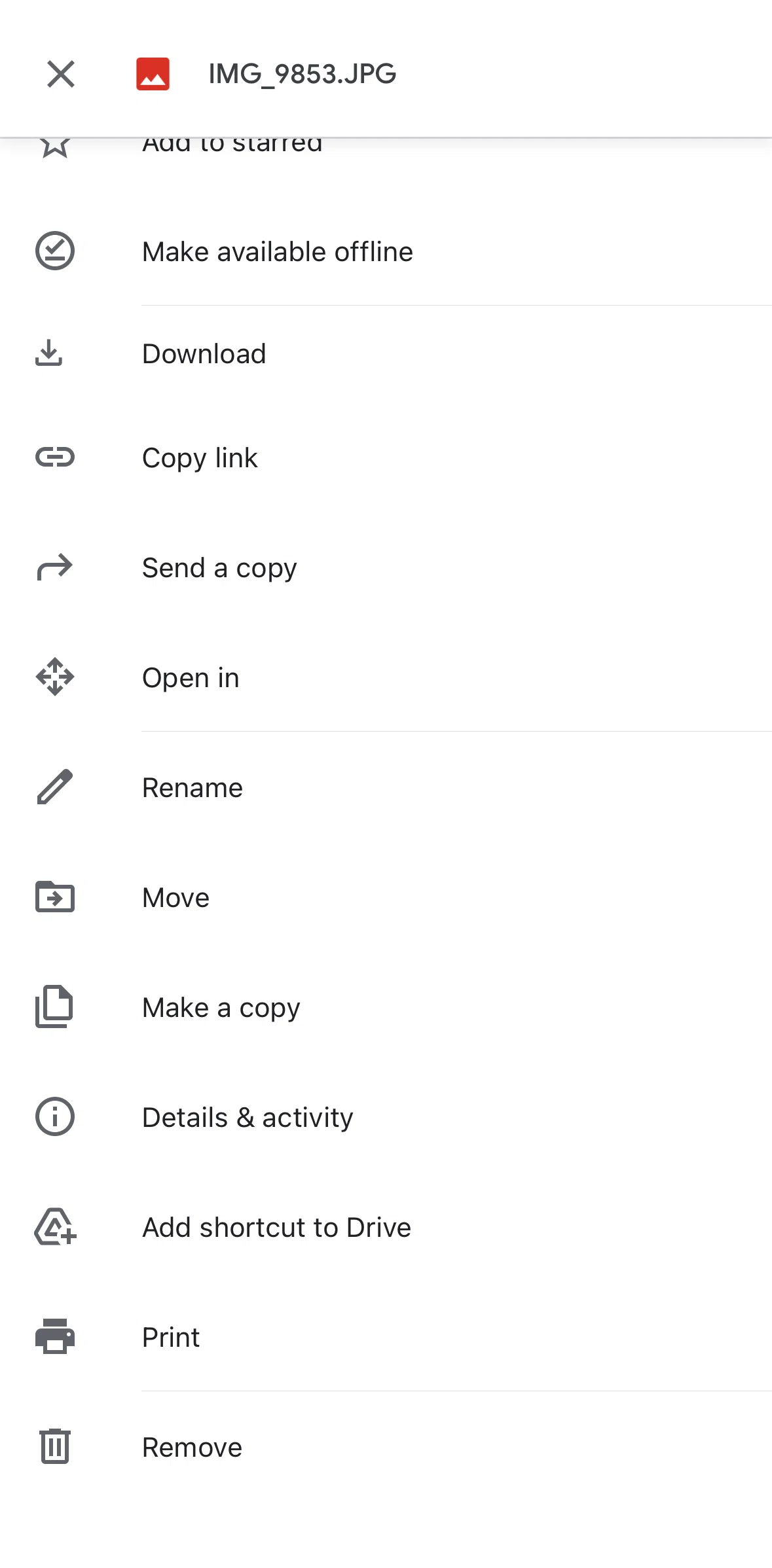 Google Drive Screen screen in the Moving a file flow