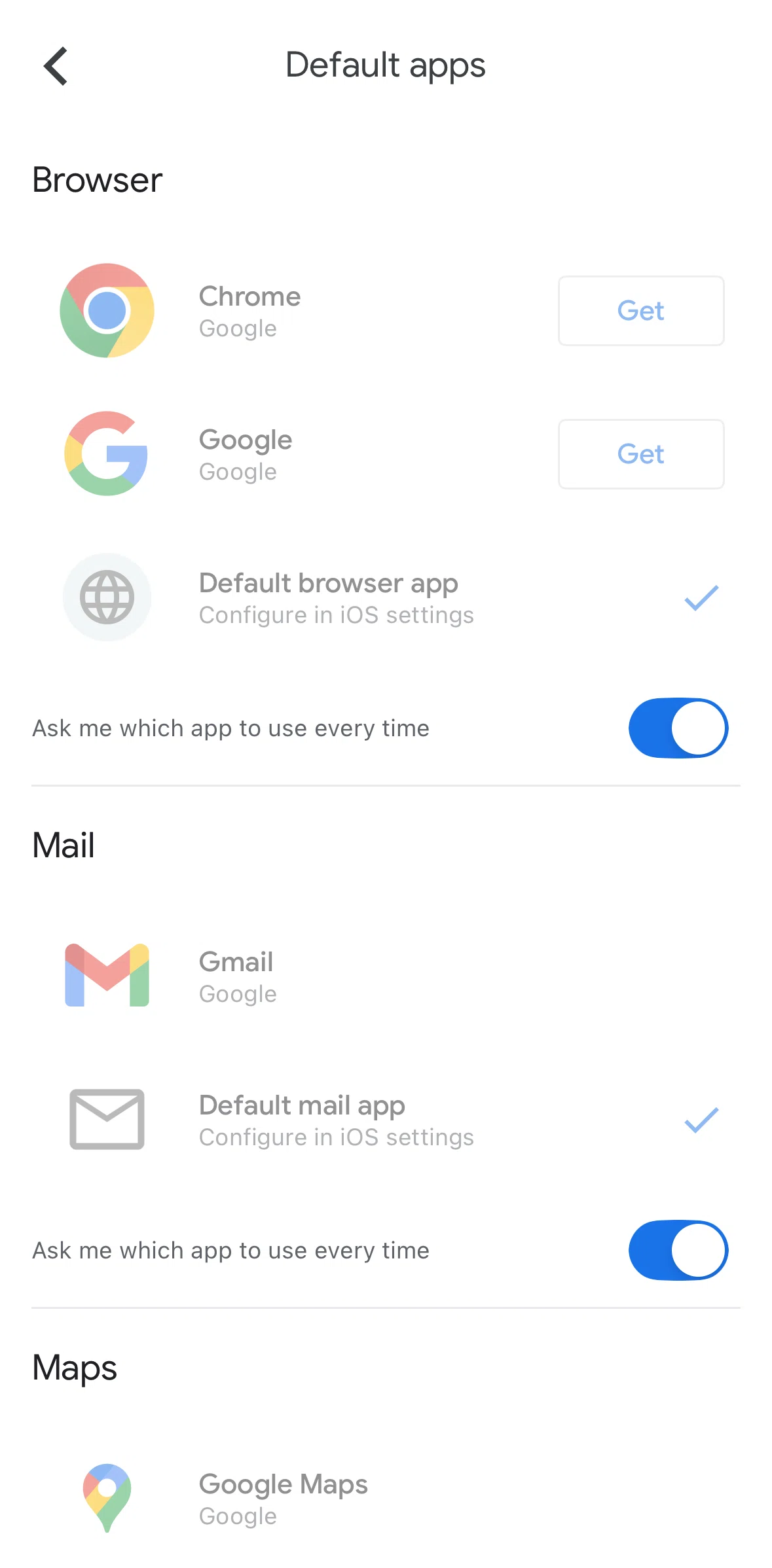 Google Drive Screen screen in the Selecting a default mail app flow
