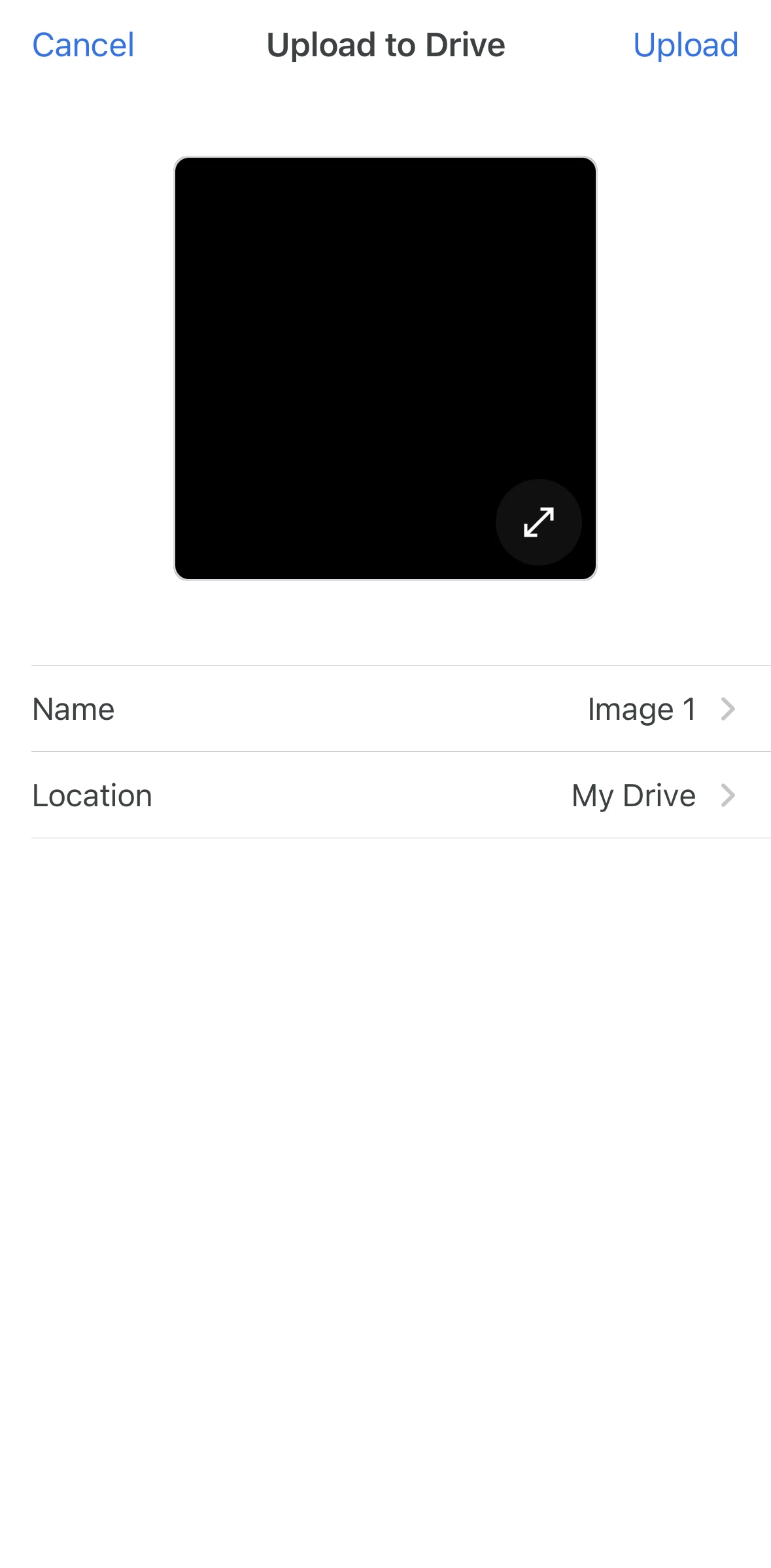 Google Drive Screen screen in the Selecting destination flow