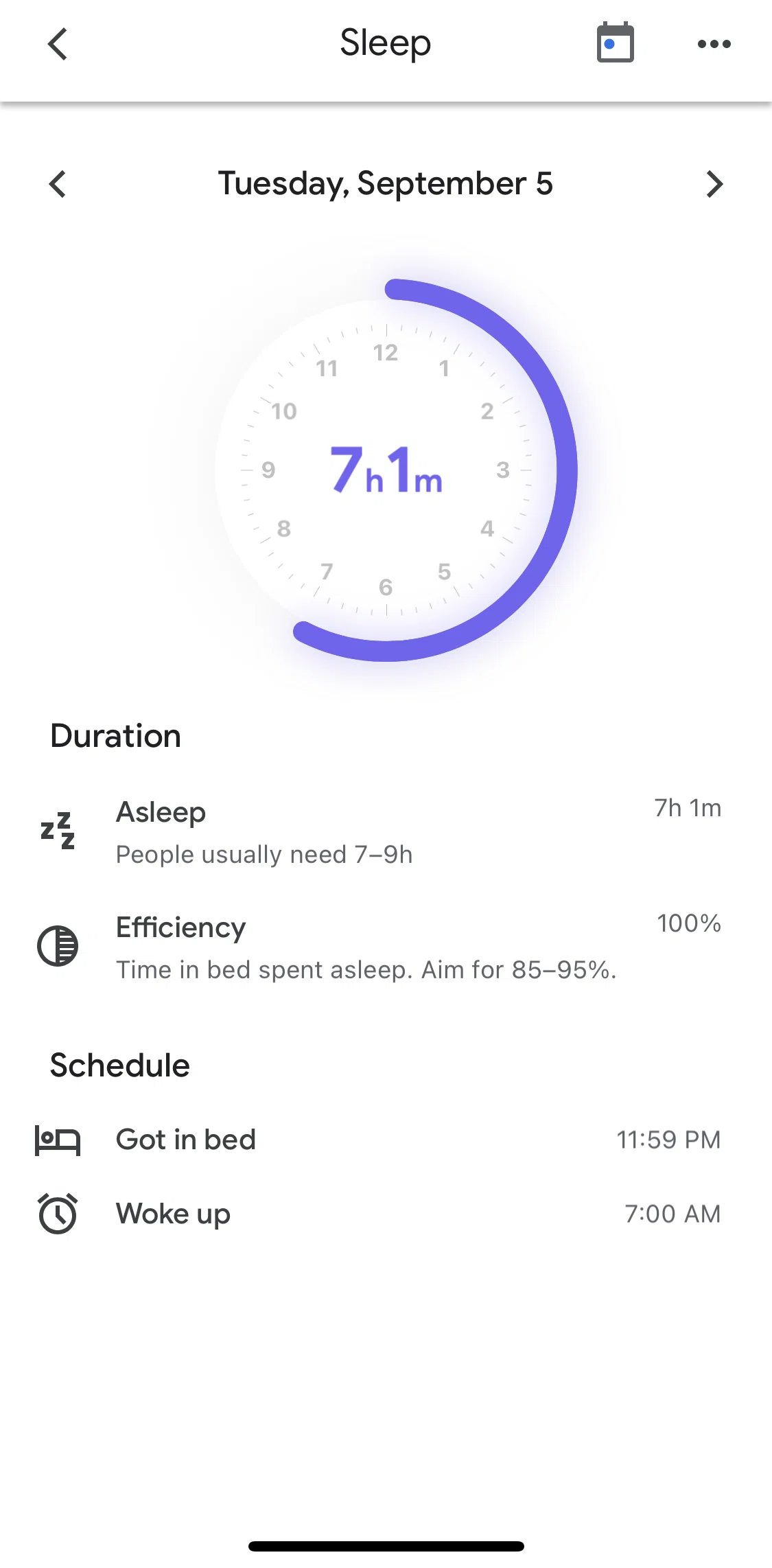 Google Fit Screen screen in the Deleting sleep data flow