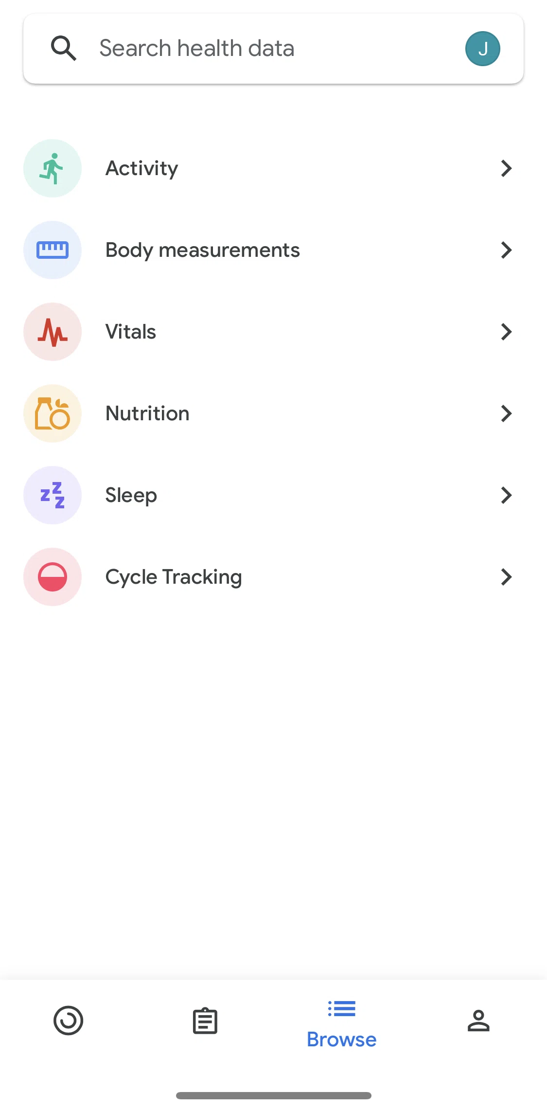 Google Fit Screen screen in the Searching health data flow