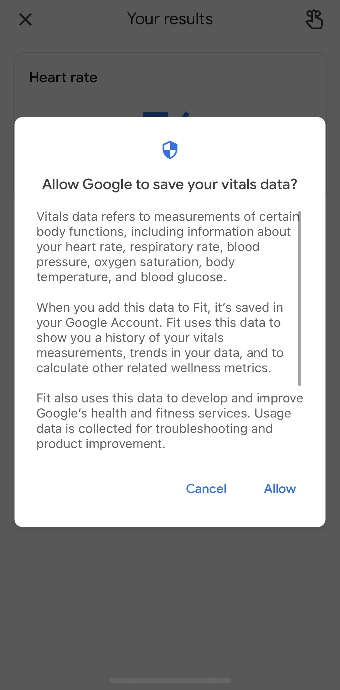 Google Fit Screen screen in the Setting a reminder flow