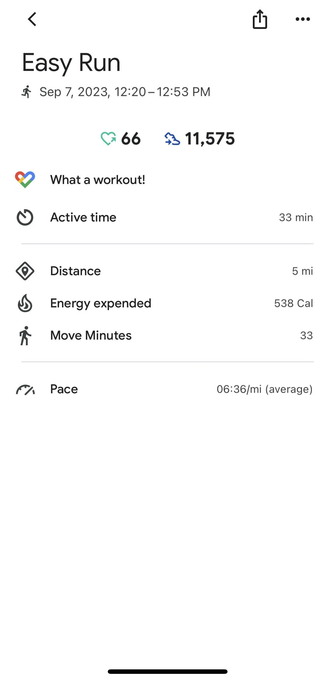 Google Fit Screen screen in the Sharing an activity flow