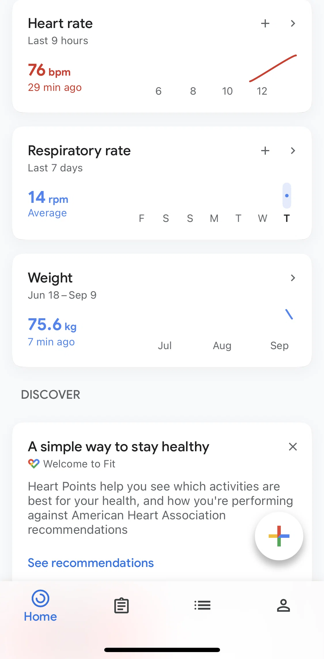 Google Fit Screen screen in the Weight data flow