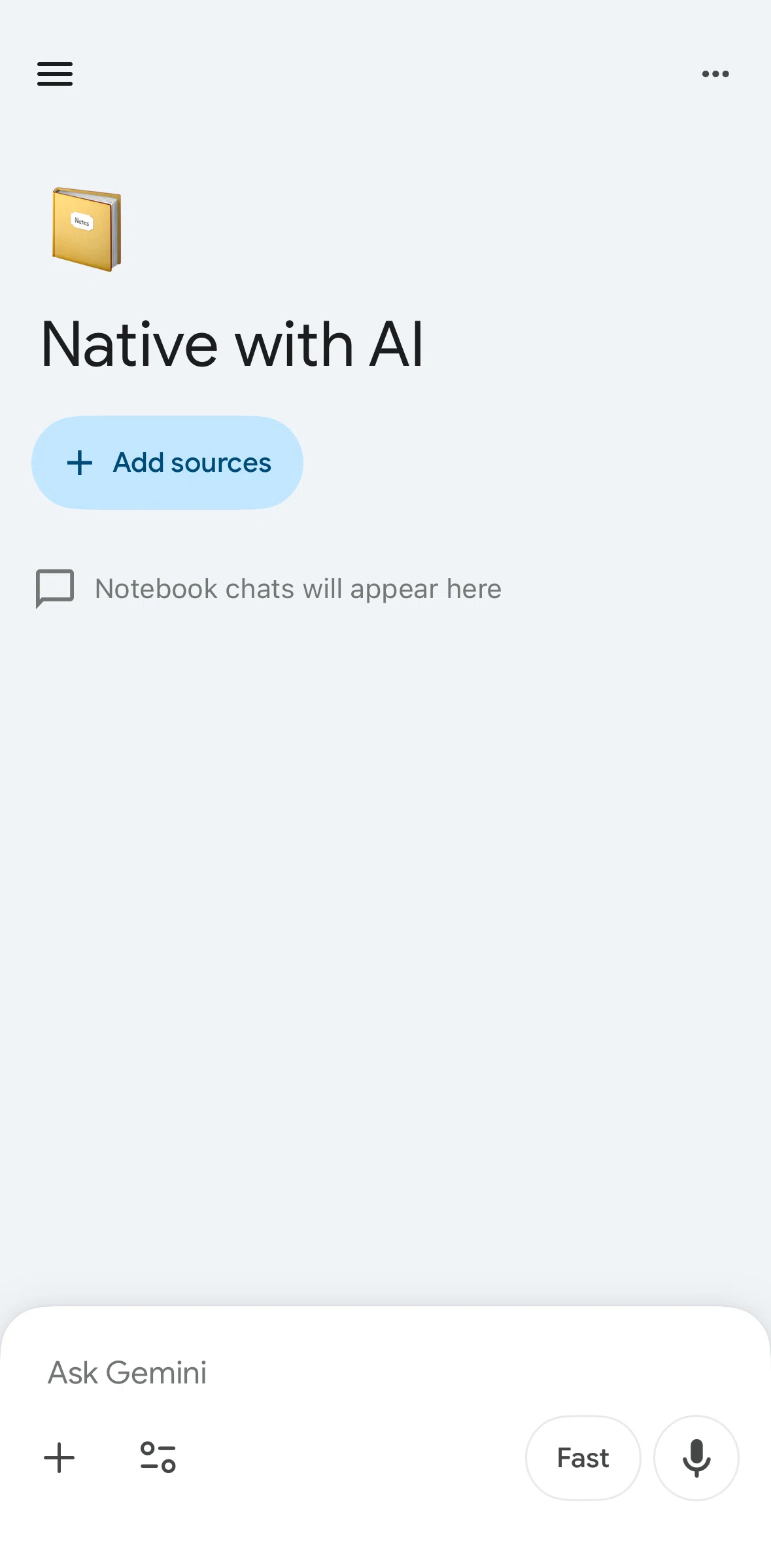 Google Gemini Screen screen in the Adding sources flow