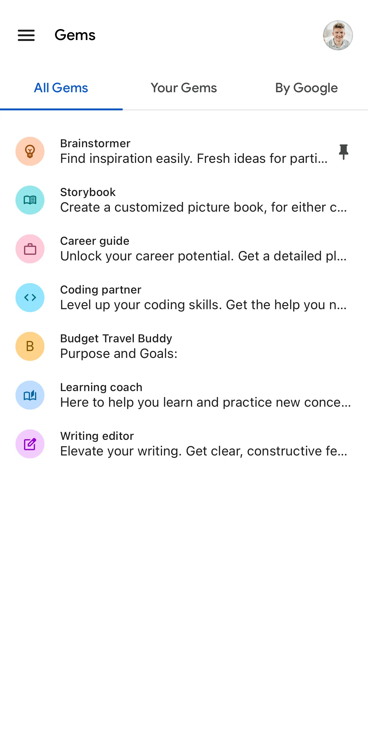 Google Gemini Screen screen in the Chat (career guide) flow