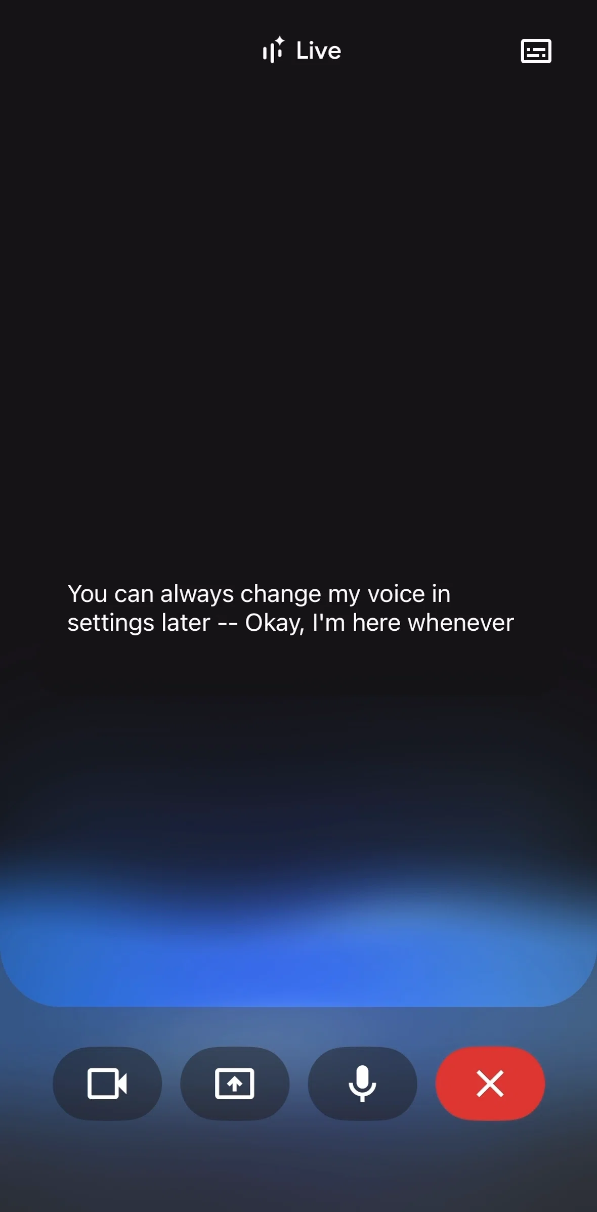 Google Gemini Screen screen in the Switching to video mode flow