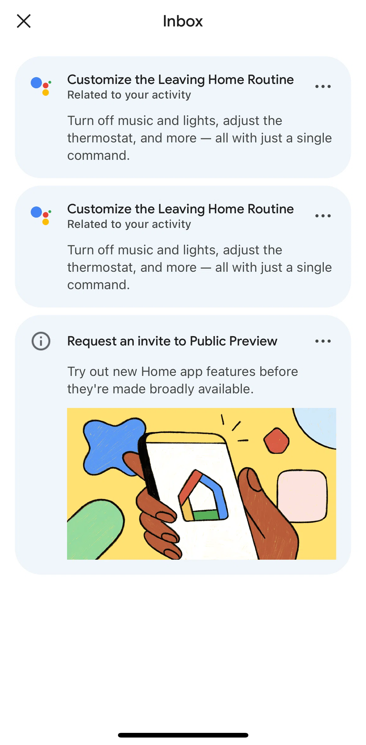 Google Home Screen screen in the Deleting a message flow