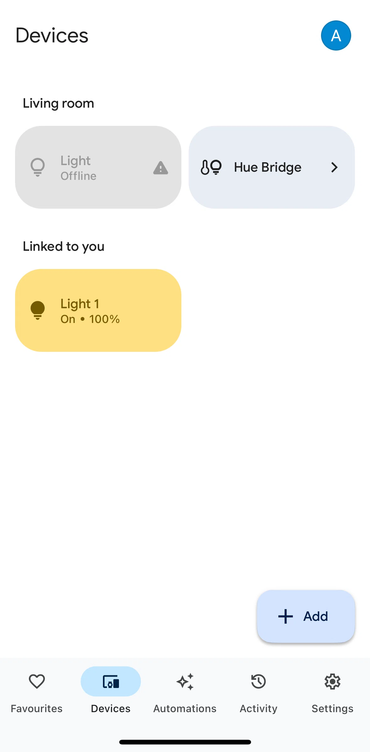 Google Home Screen screen in the Devices detail flow