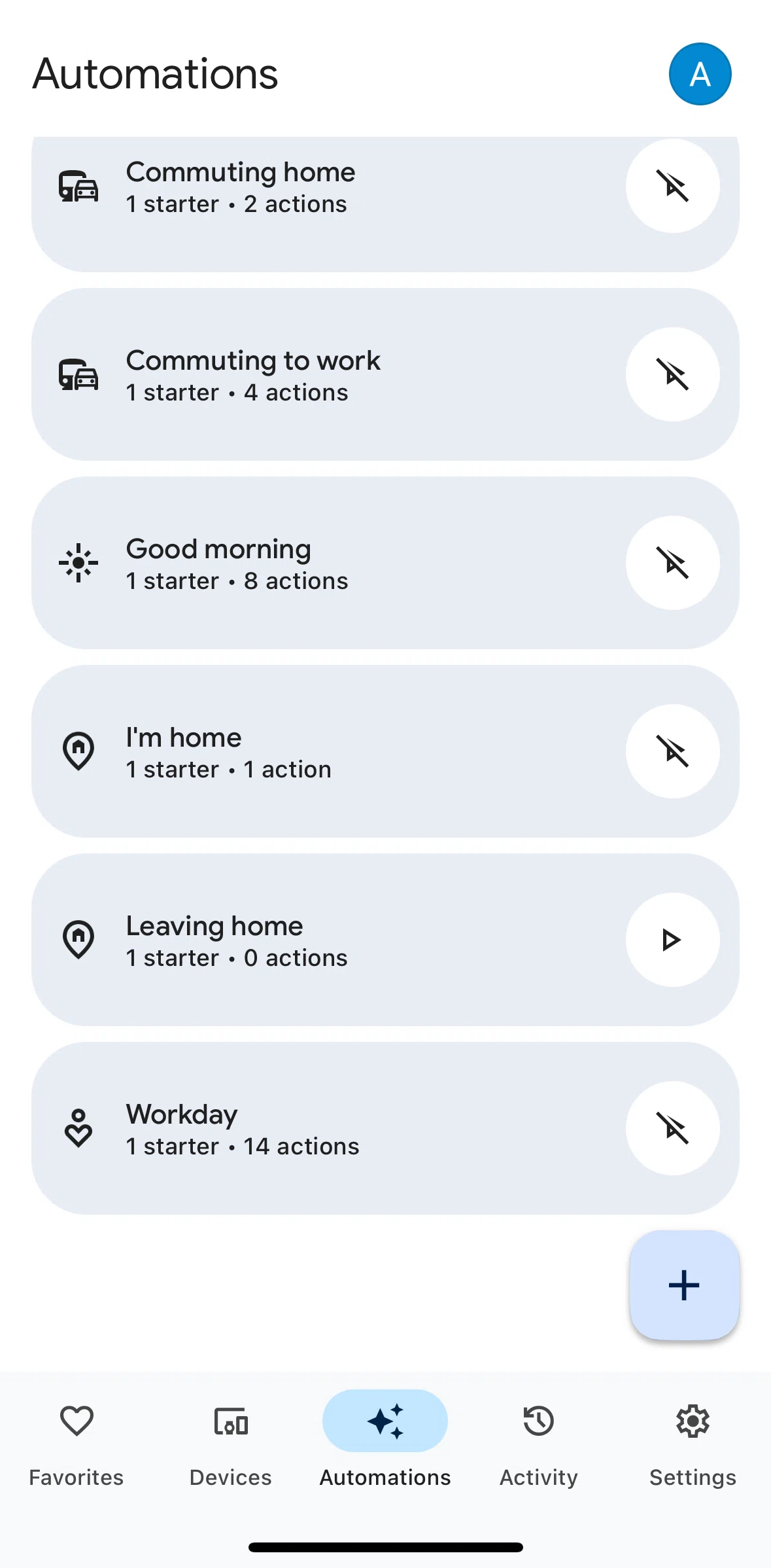 Google Home Screen screen in the Starting a routine flow