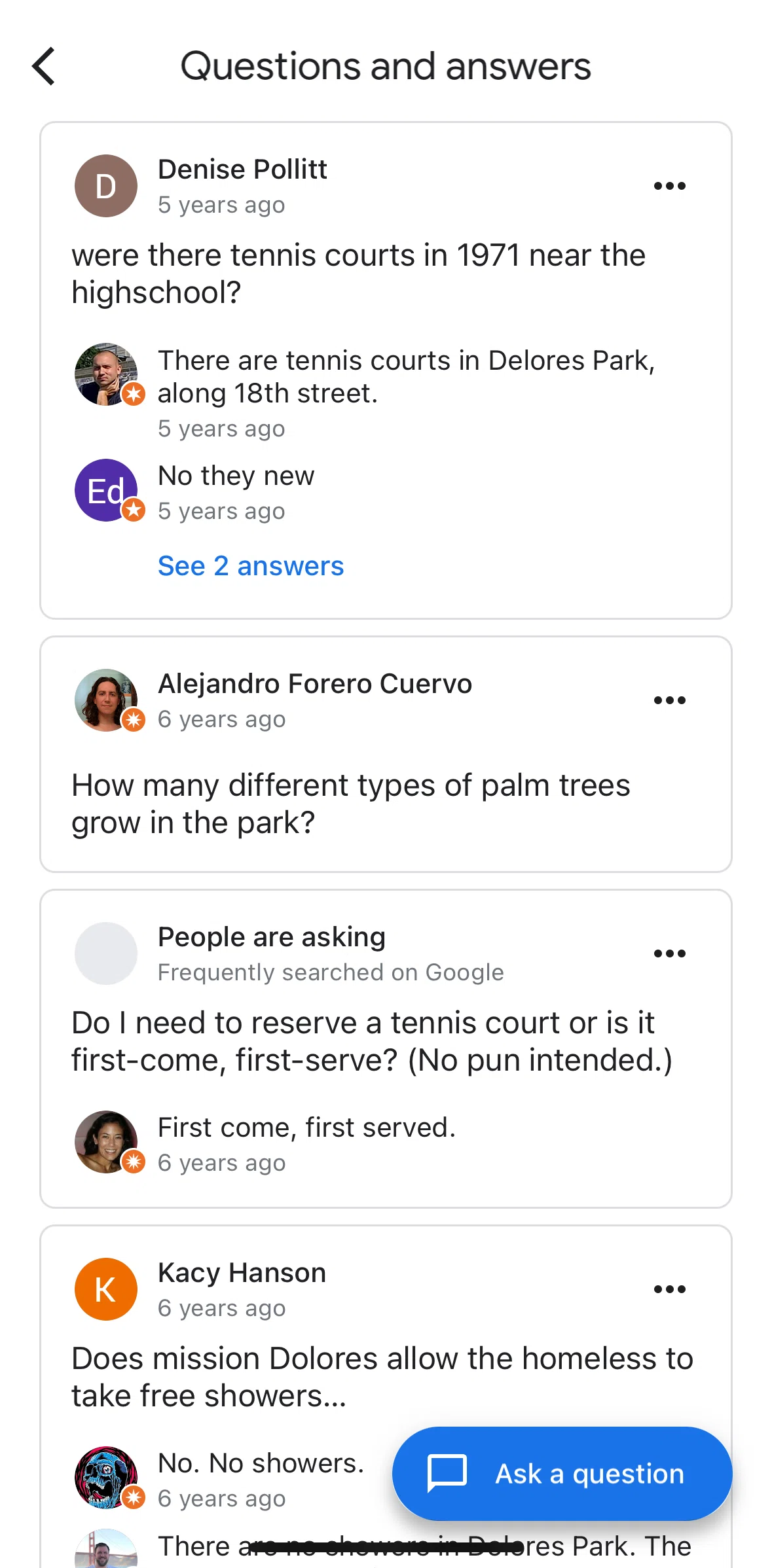 Google Maps Screen screen in the Asking a question flow