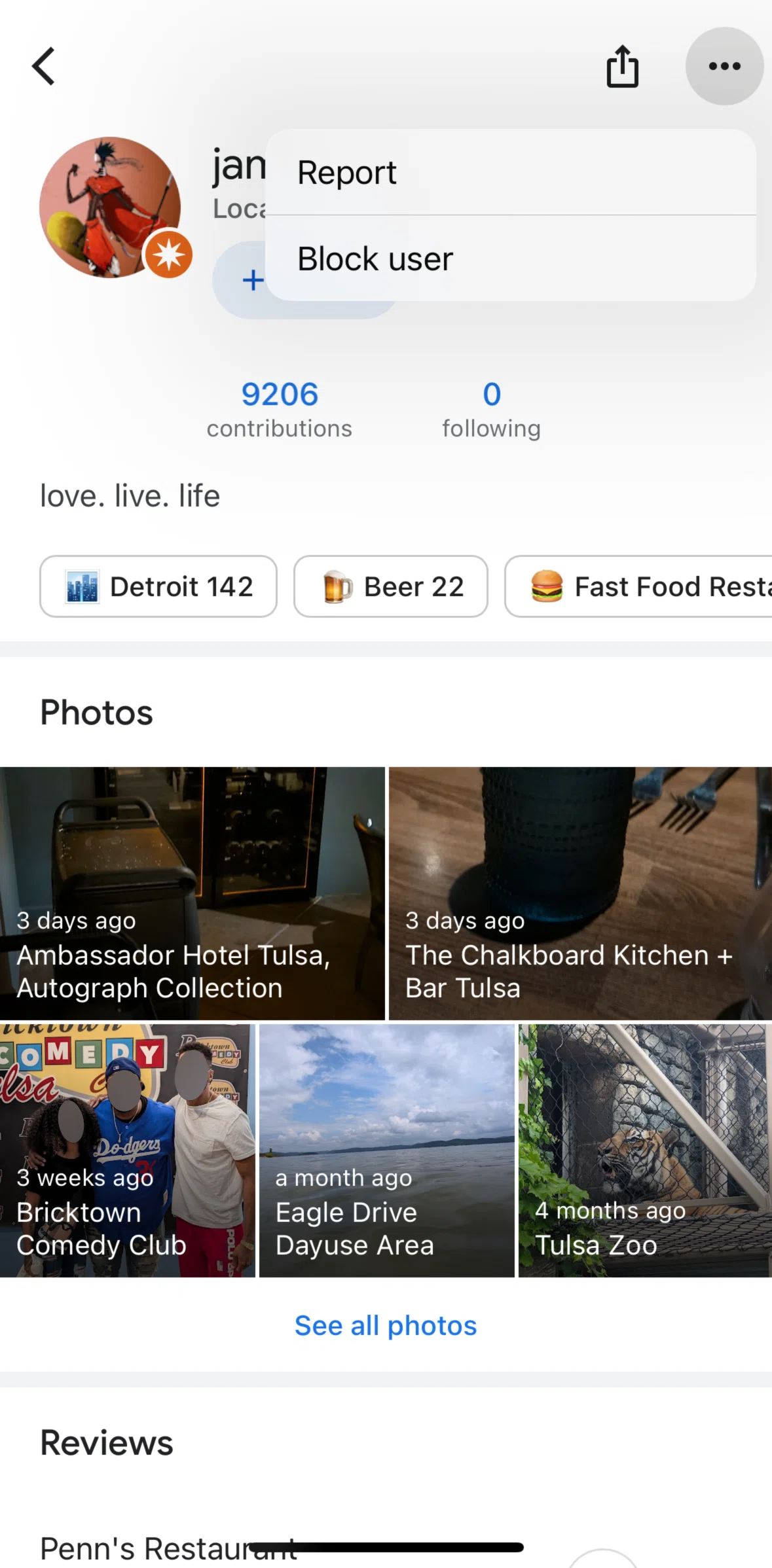 Google Maps Screen screen in the Blocking a user flow