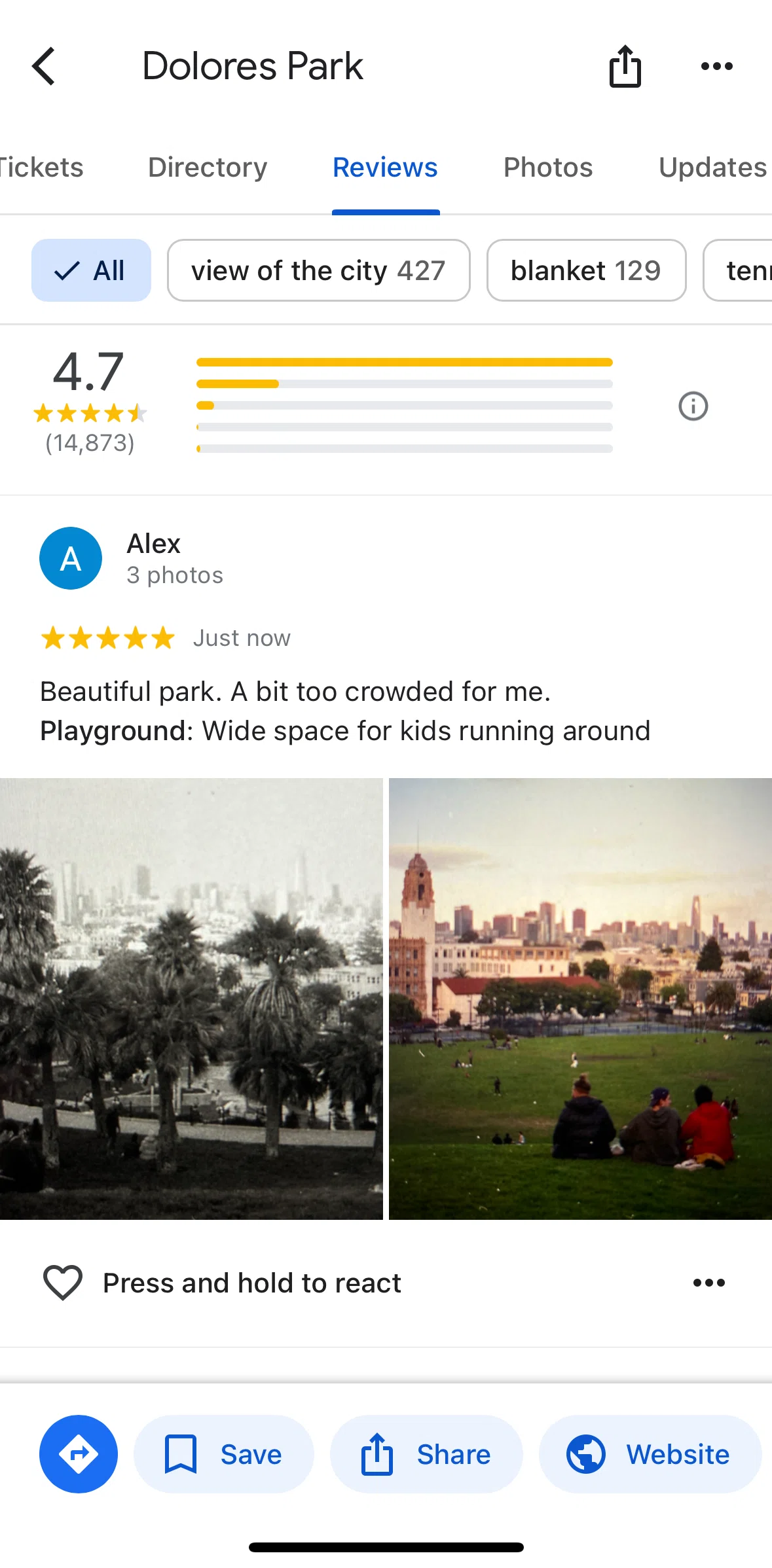 Google Maps Screen screen in the Deleting a review flow