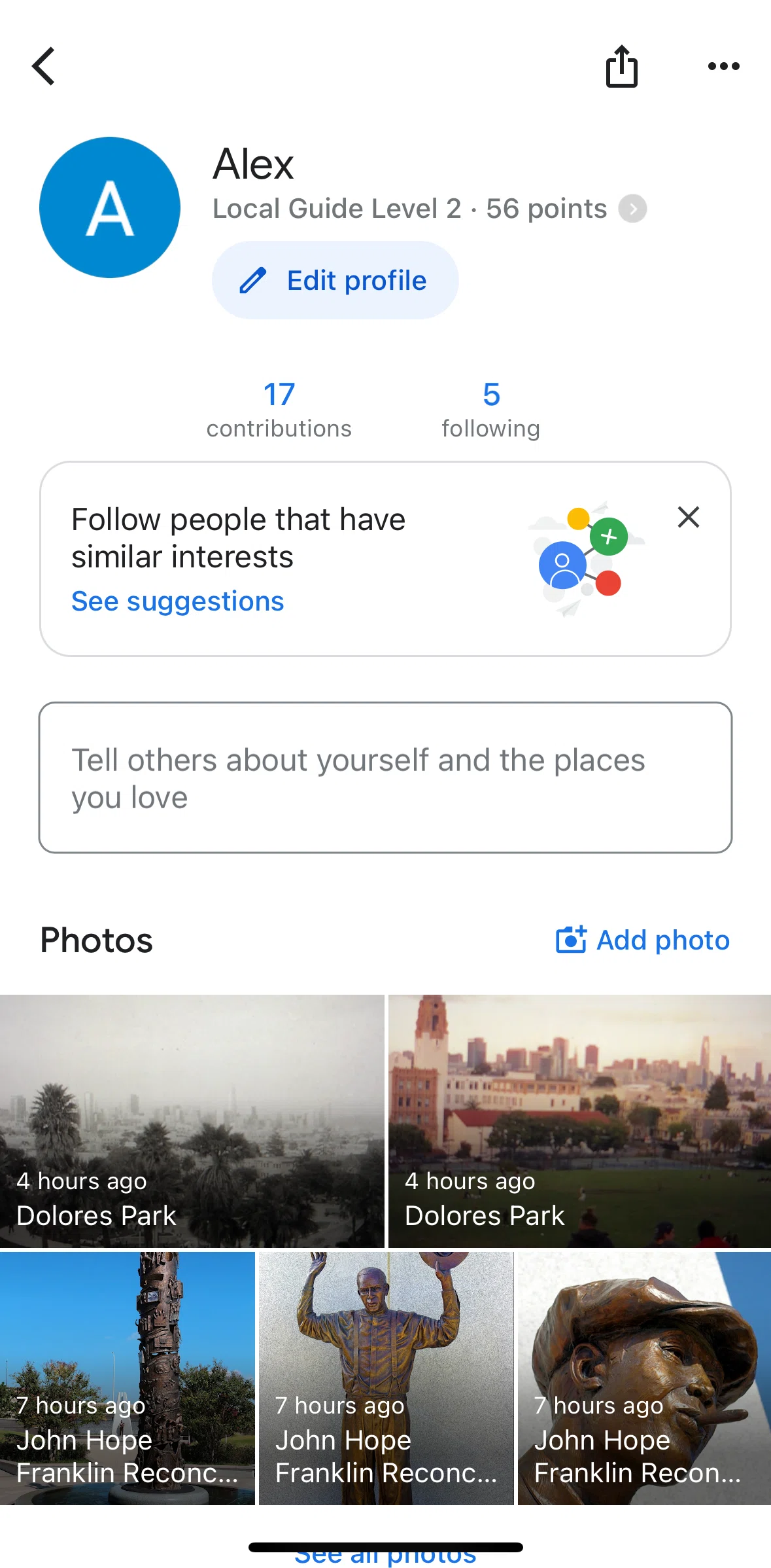 Google Maps Screen screen in the Editing profile flow