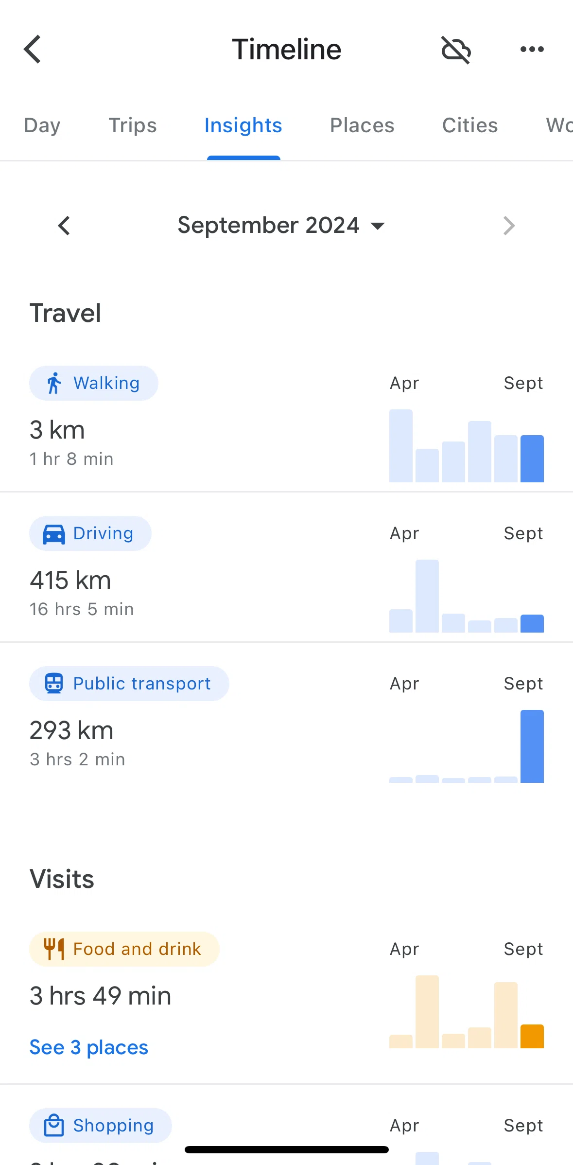 Google Maps Screen screen in the Filtering month (insights) flow