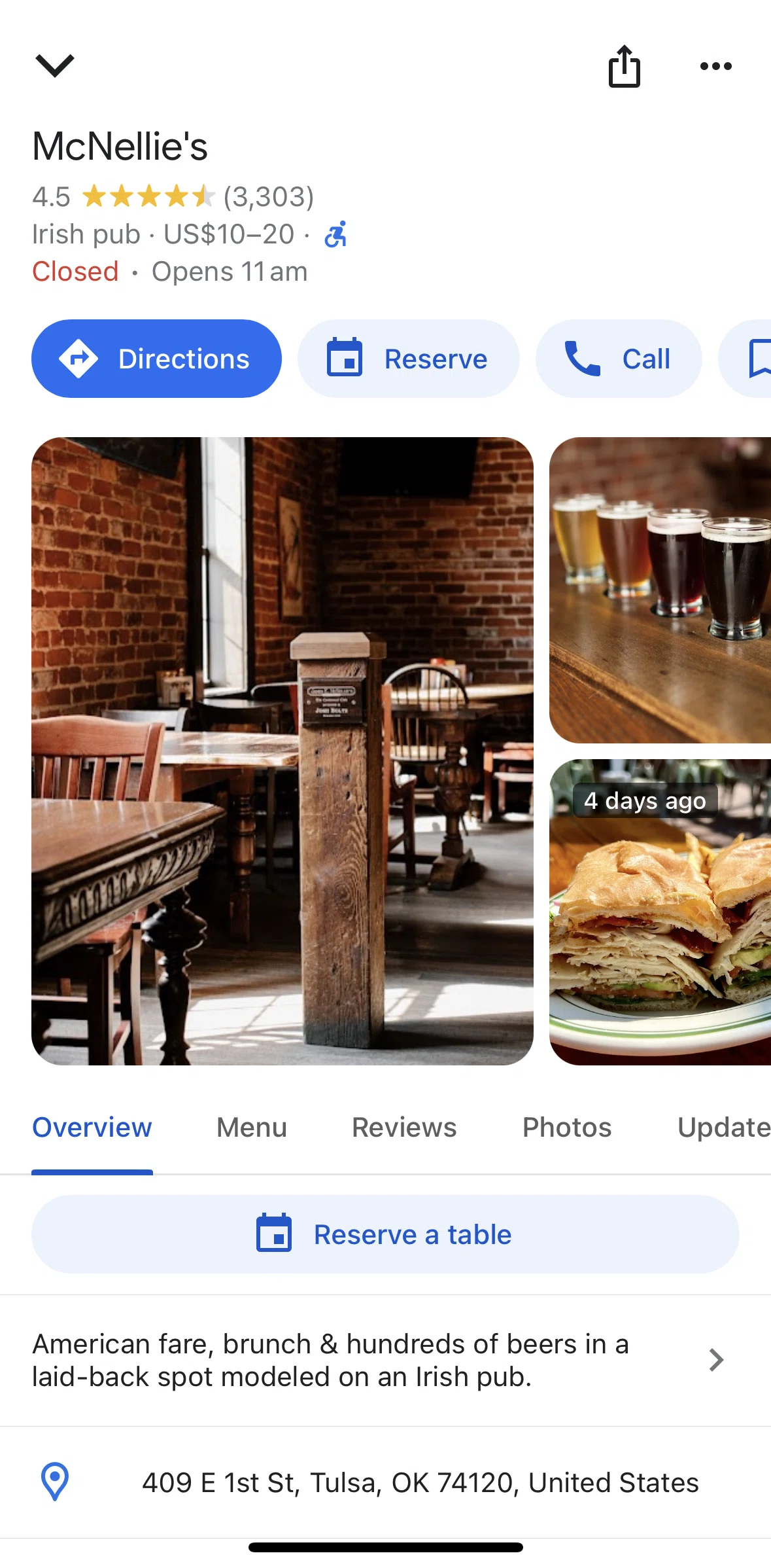 Google Maps Screen screen in the Reserving a table flow