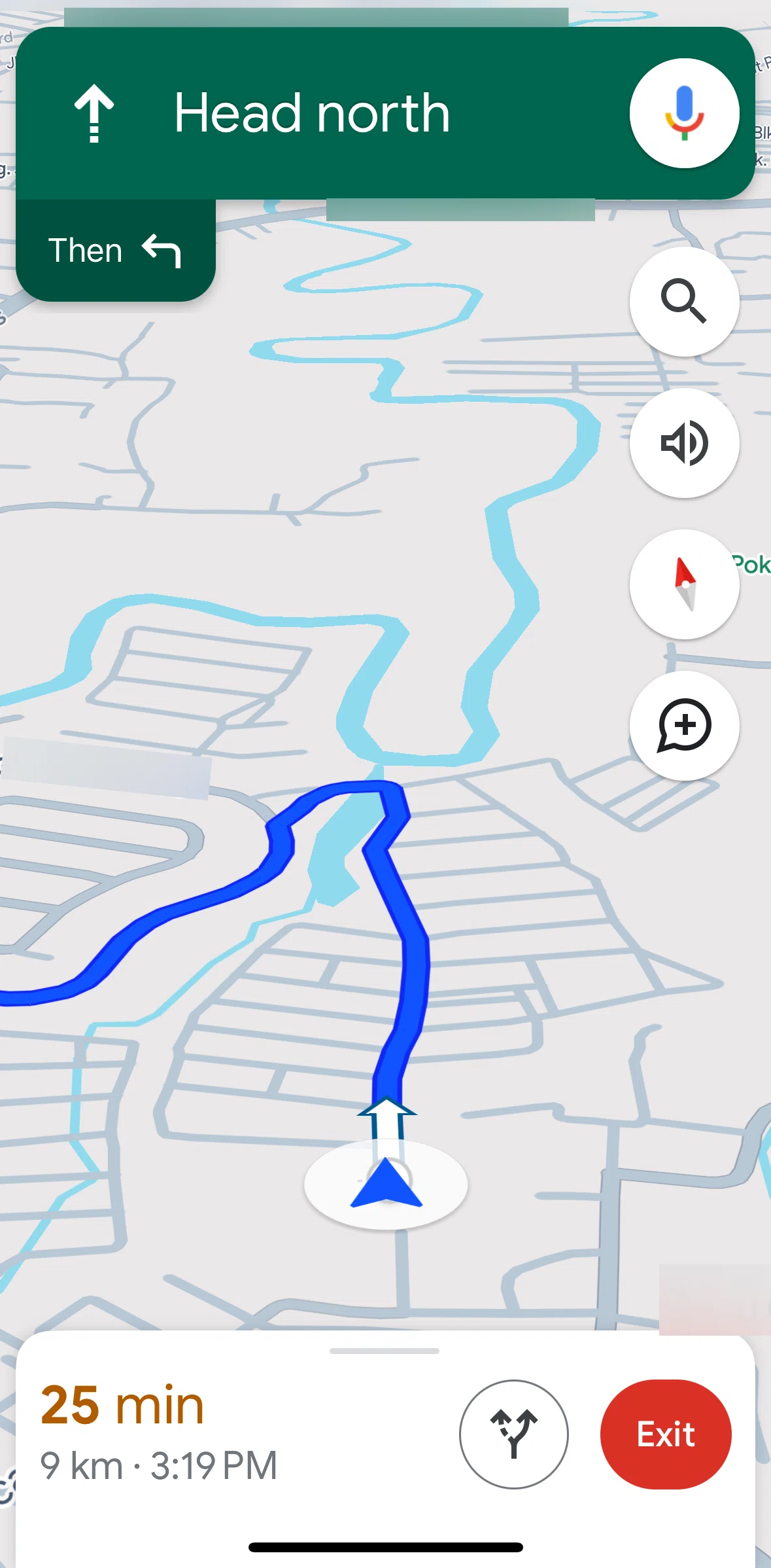 Google Maps Screen screen in the Searching along route flow