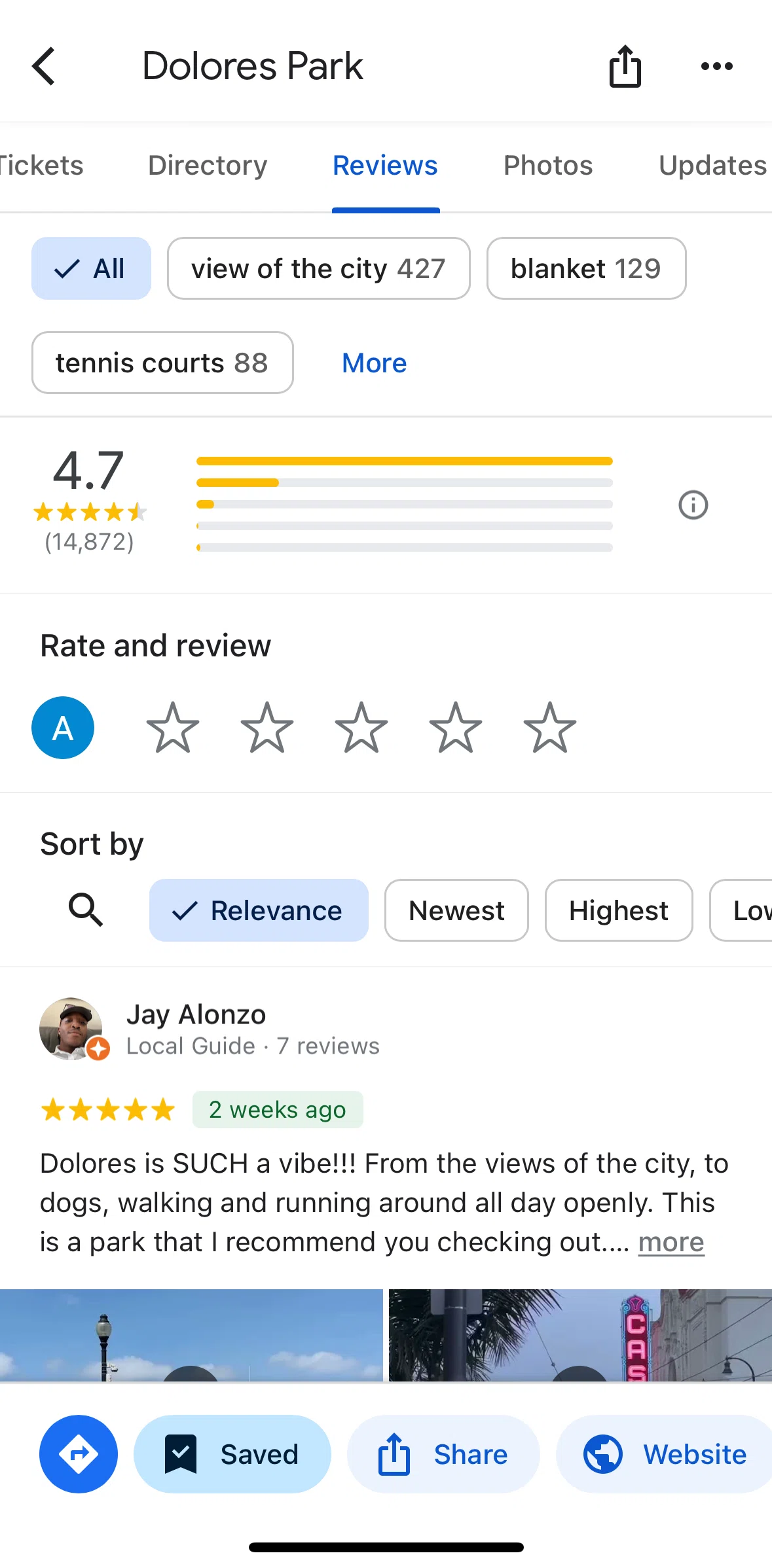 Google Maps Screen screen in the Sorting reviews flow