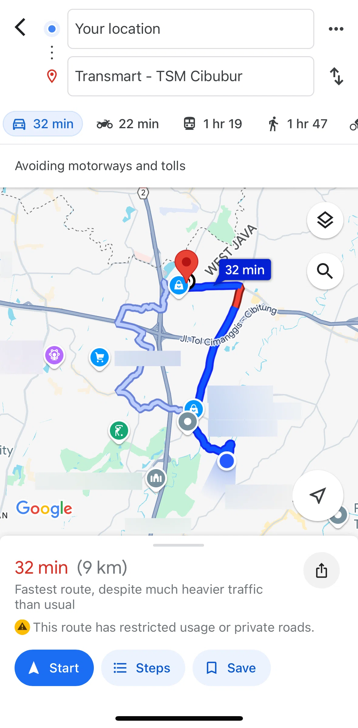 Google Maps Screen screen in the Starting navigation flow