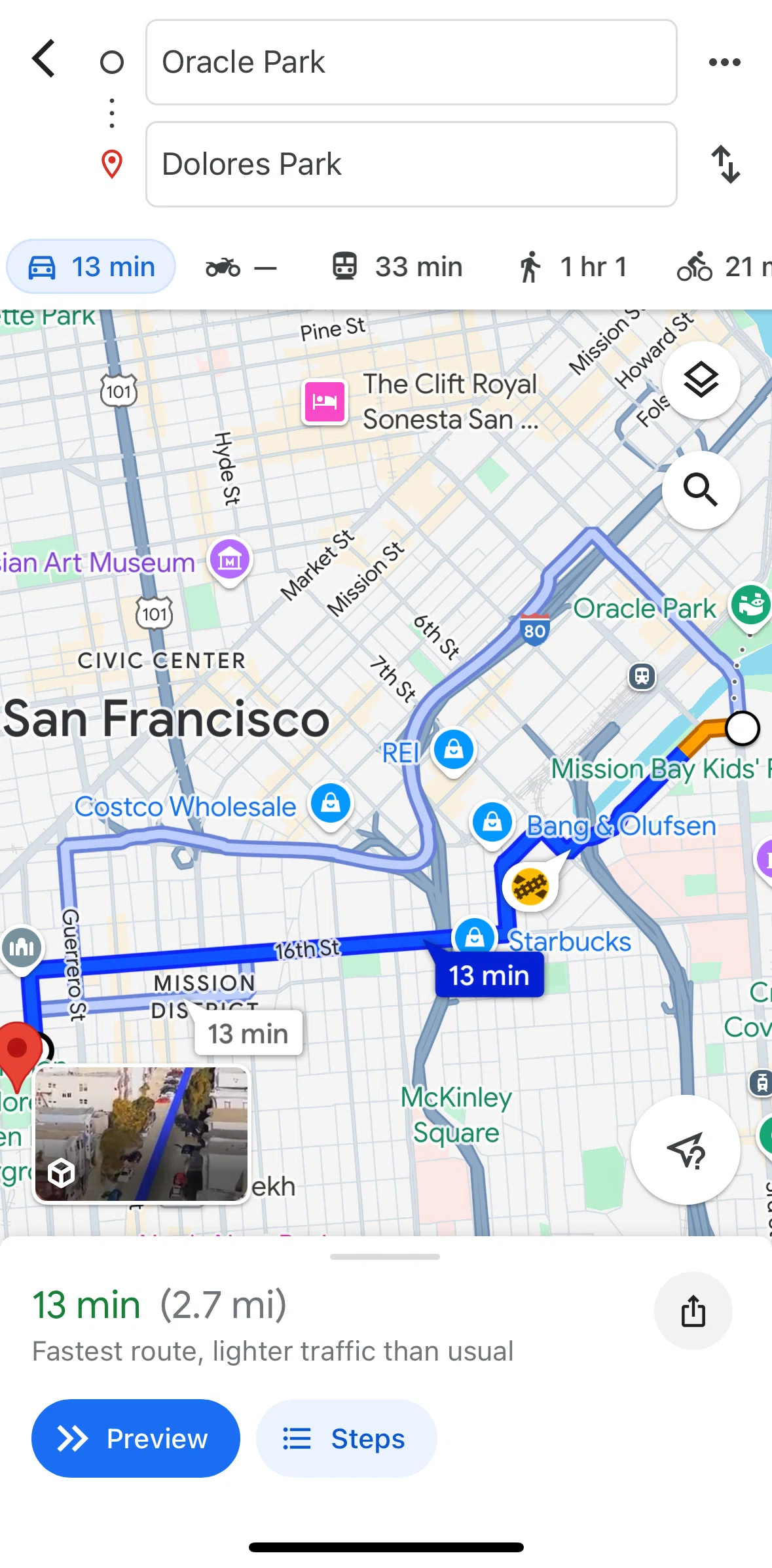 Google Maps Screen screen in the Switching direction flow