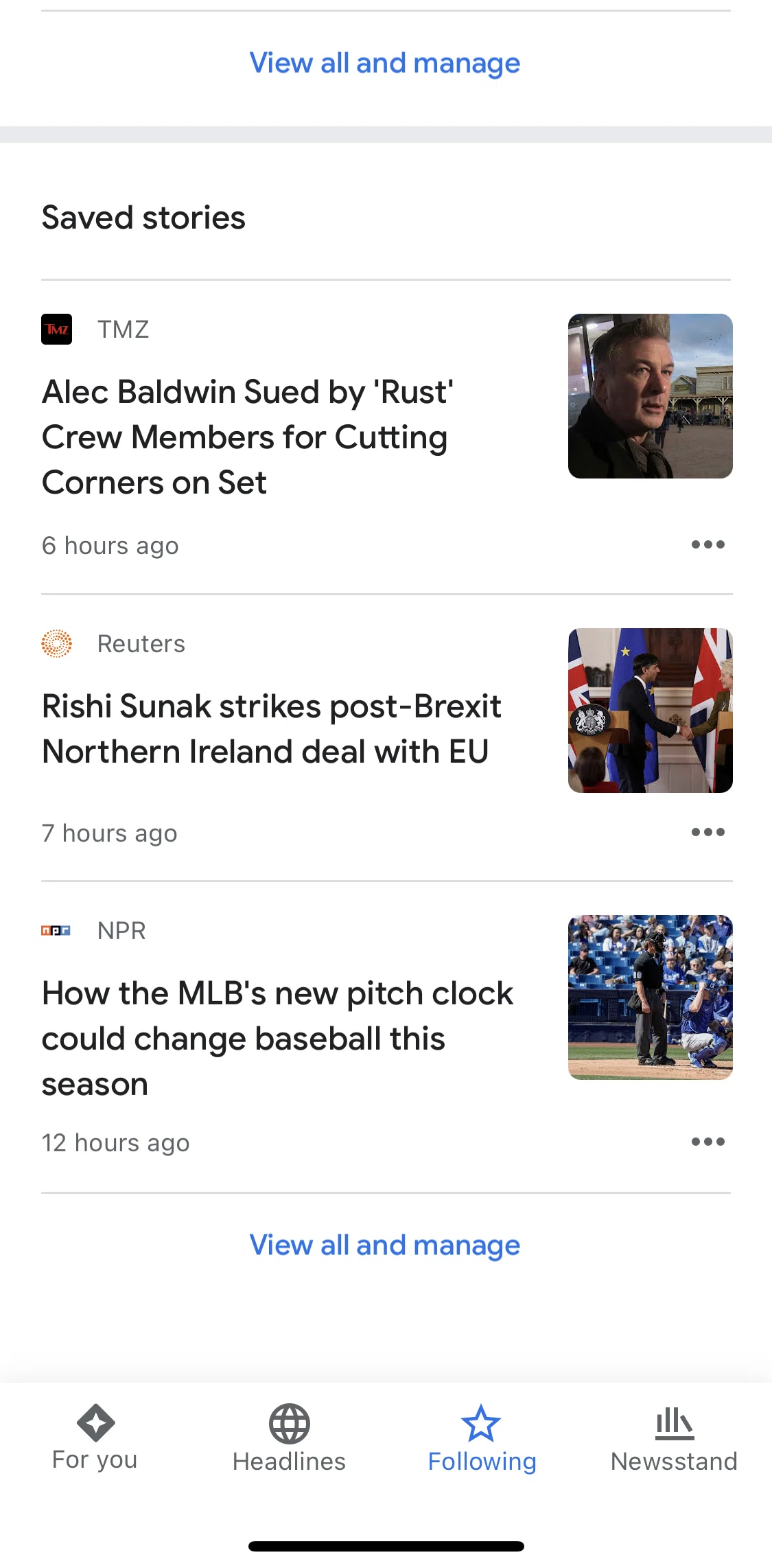 Google News Screen screen in the Downvoting story flow