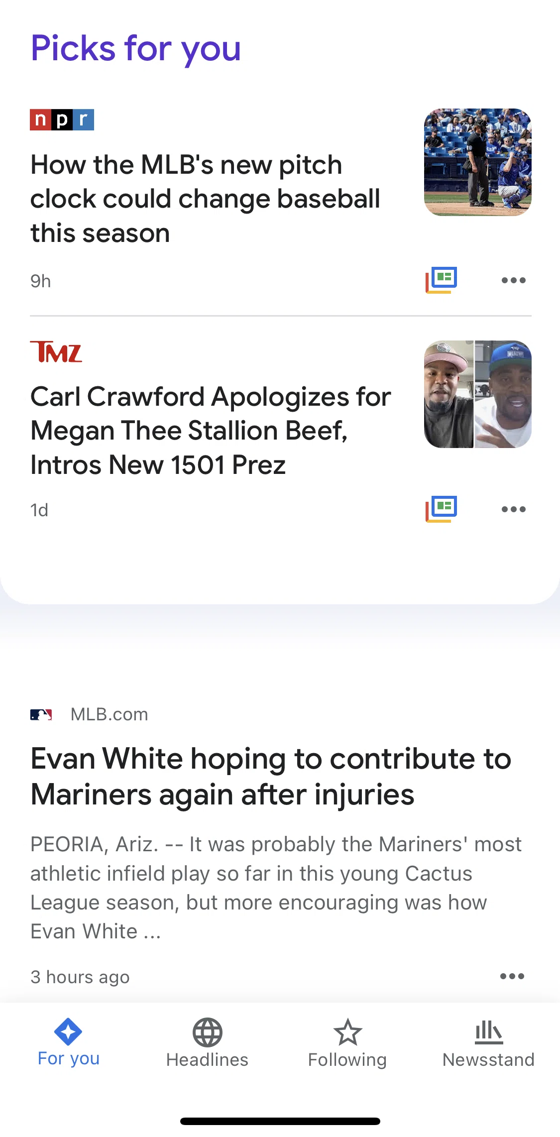 Google News Screen screen in the Newsfeed detail flow