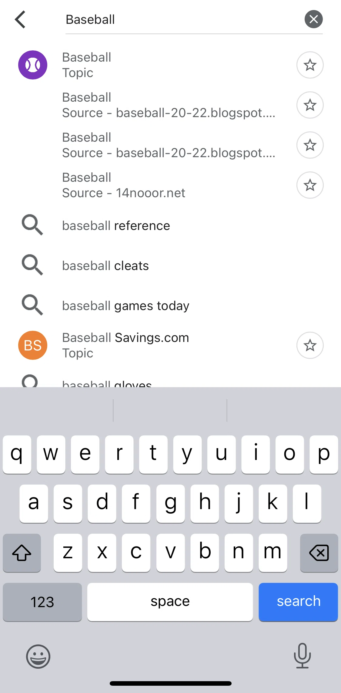 Google News Screen screen in the Saving a search term flow