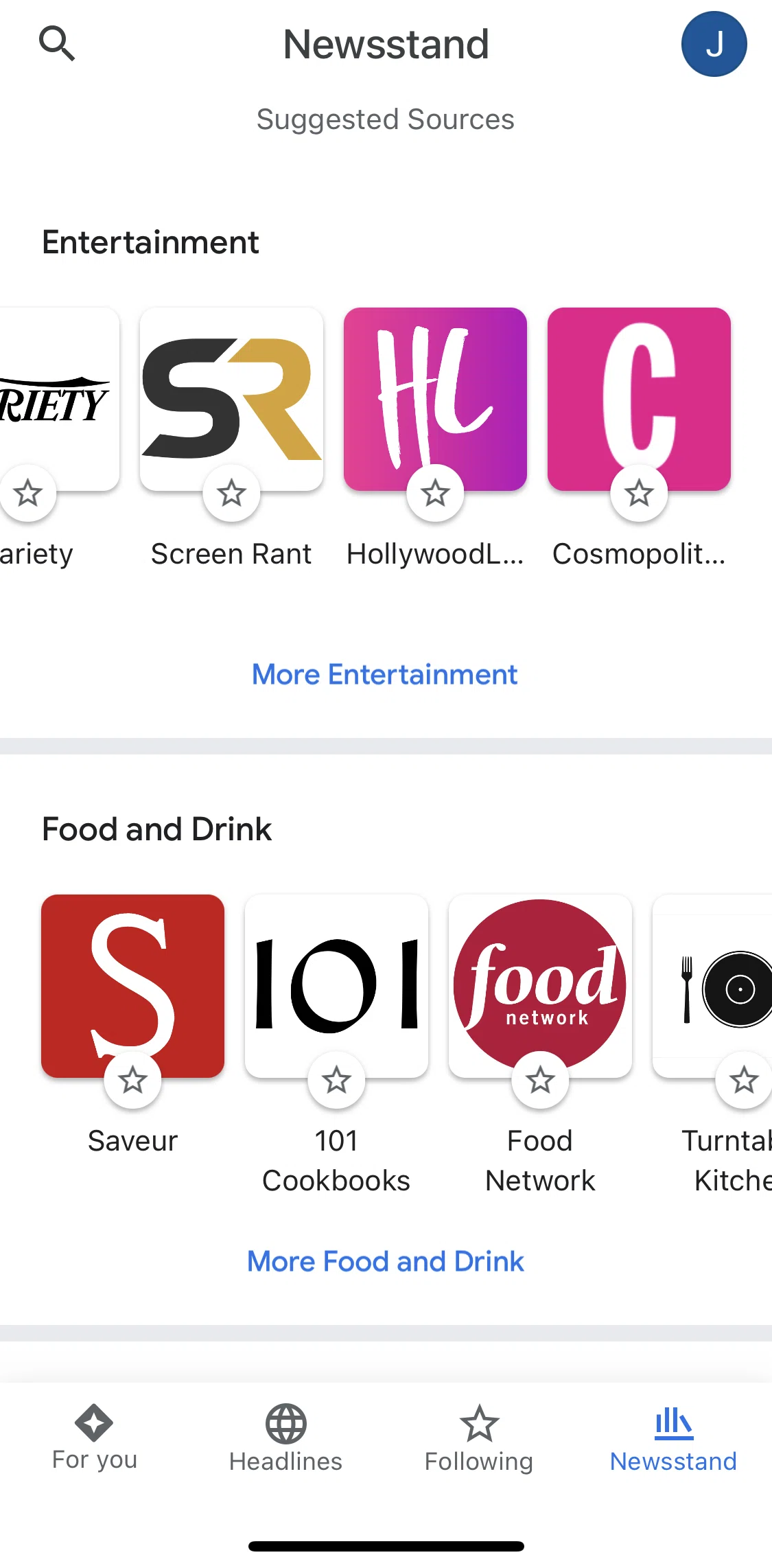 Google News Screen screen in the Settings flow