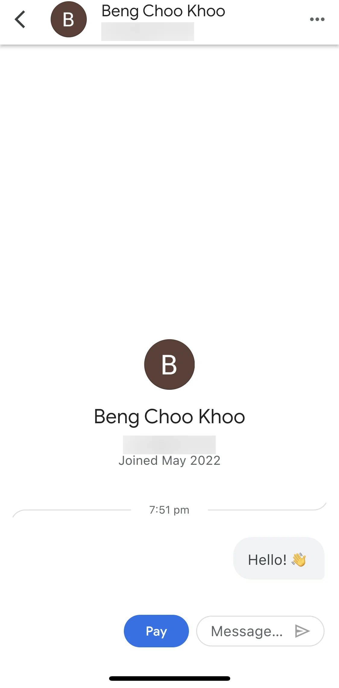 Google Pay Screen screen in the Blocking a contact flow