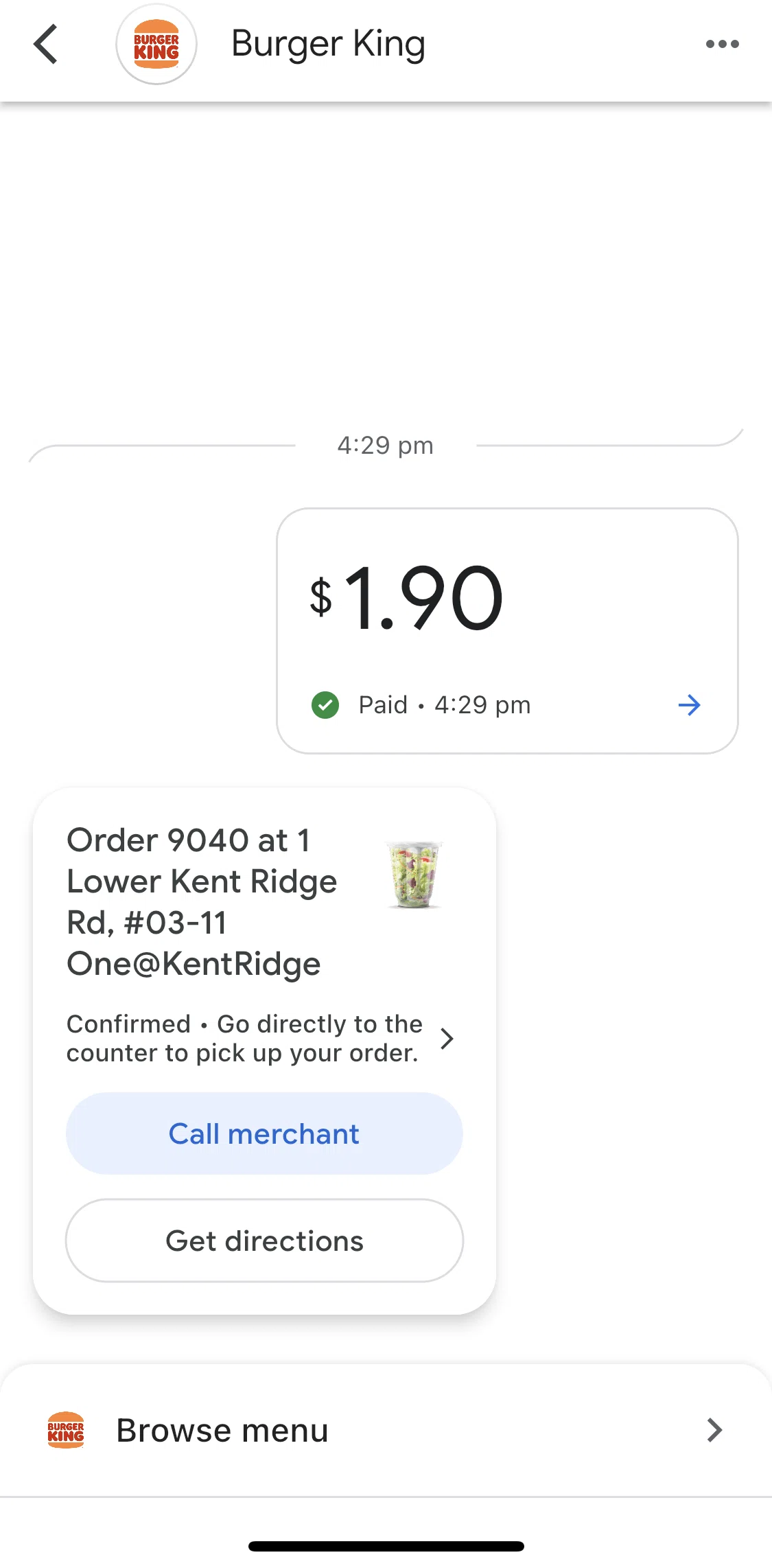 Google Pay Screen screen in the Order detail flow