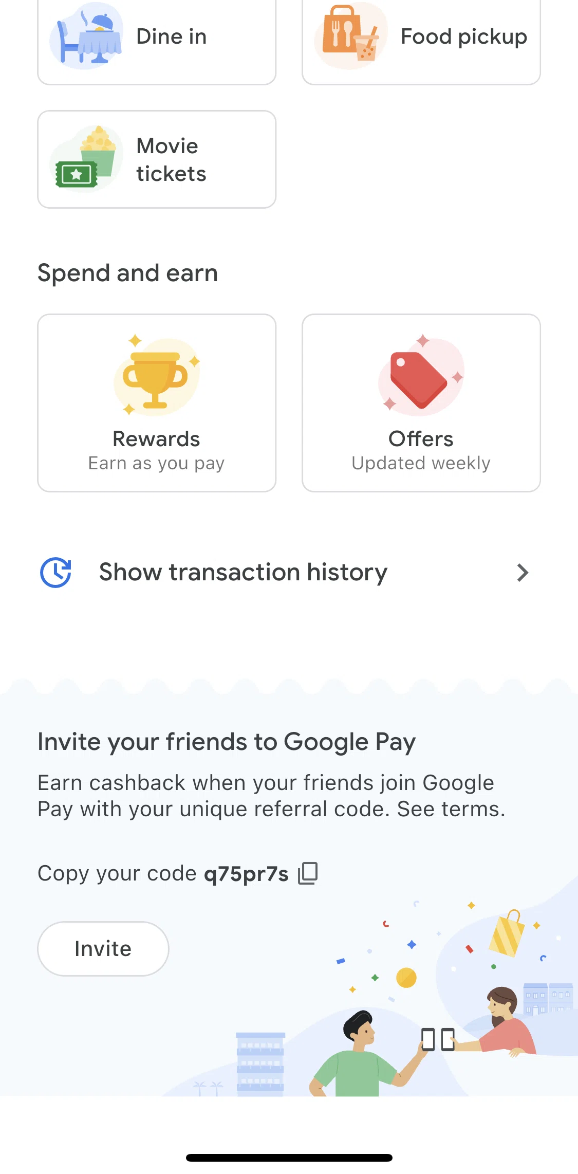 Google Pay Screen screen in the Rewards flow