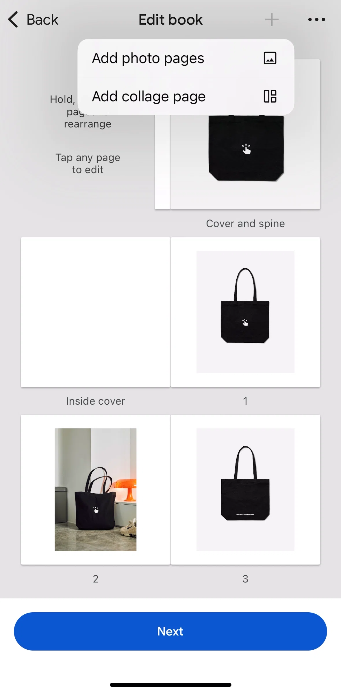 Google Photos Screen screen in the Adding a collage page flow