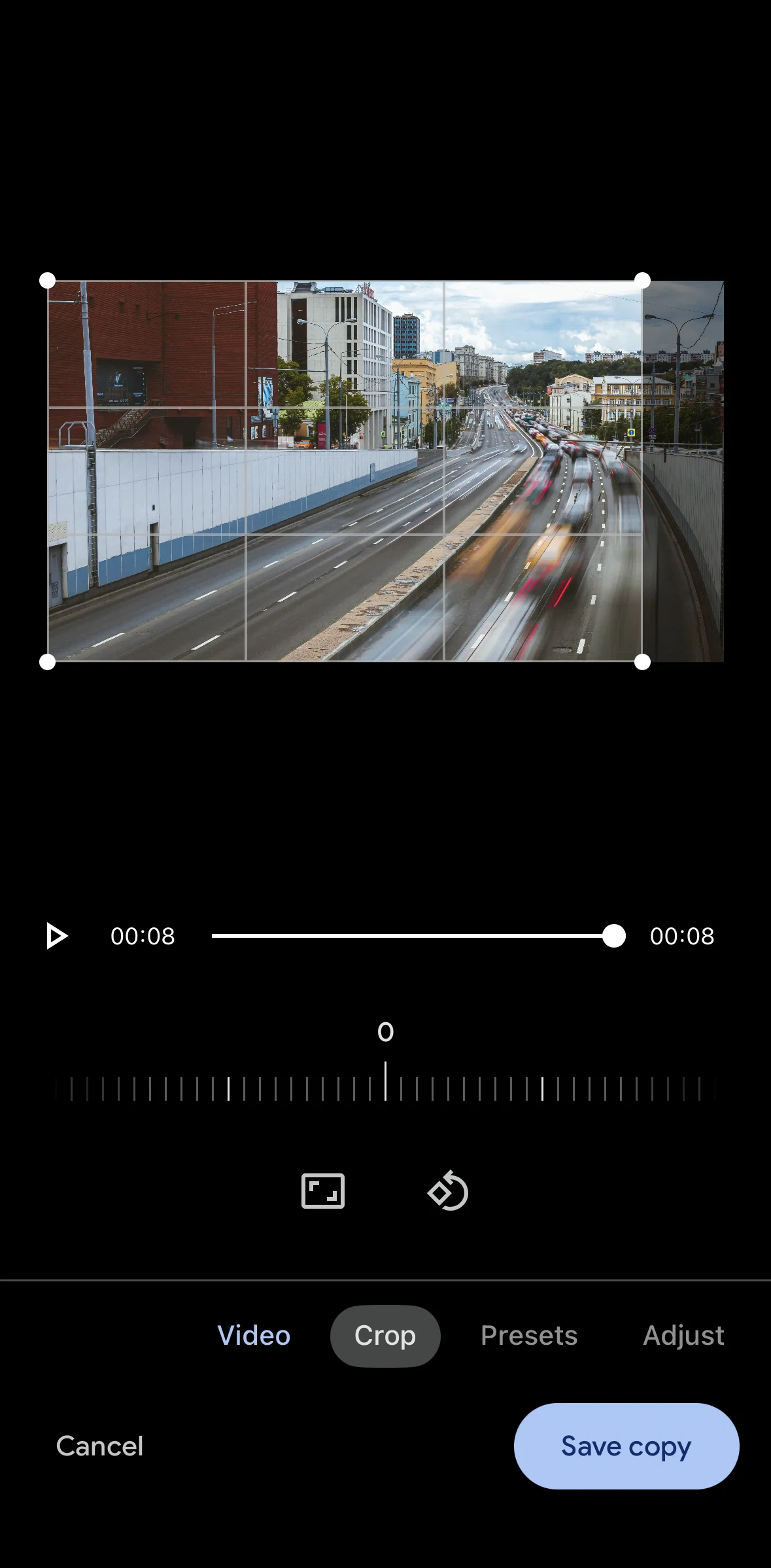 Google Photos Screen screen in the Changing an aspect ratio flow
