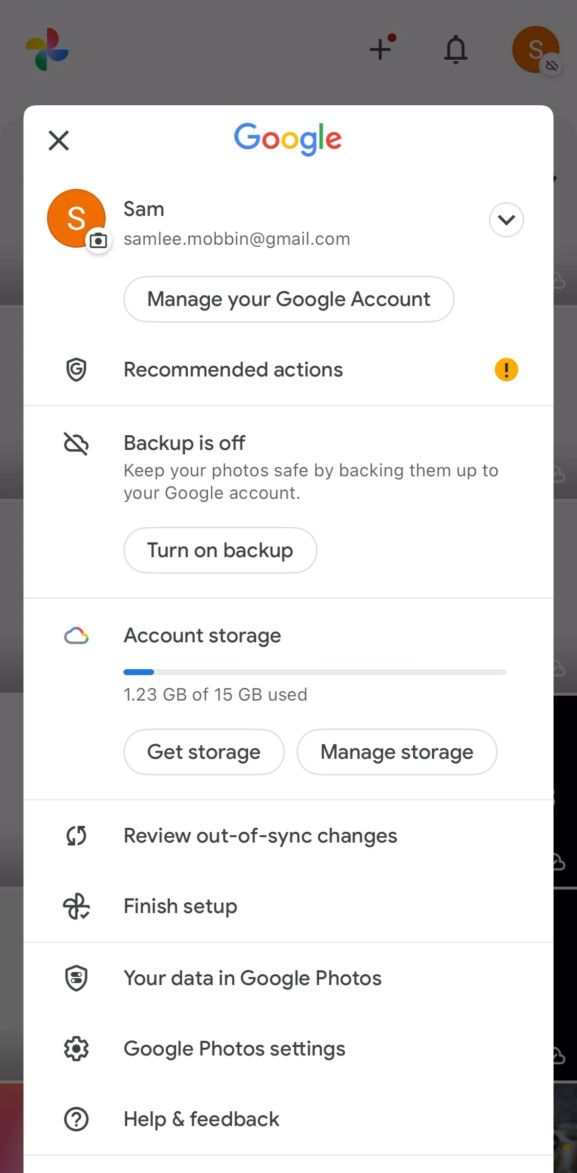 Google Photos Screen screen in the Data in Google Photos flow