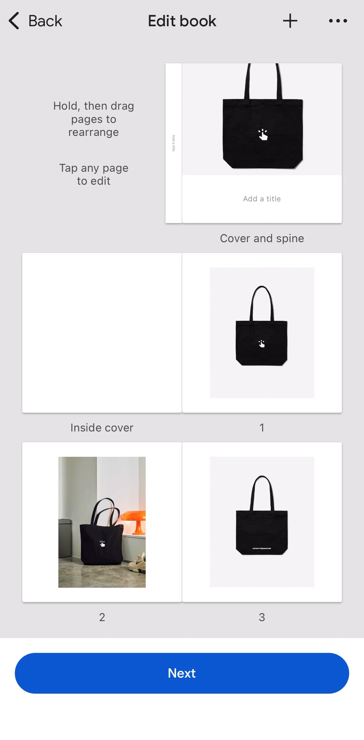 Google Photos Screen screen in the Editing a page flow