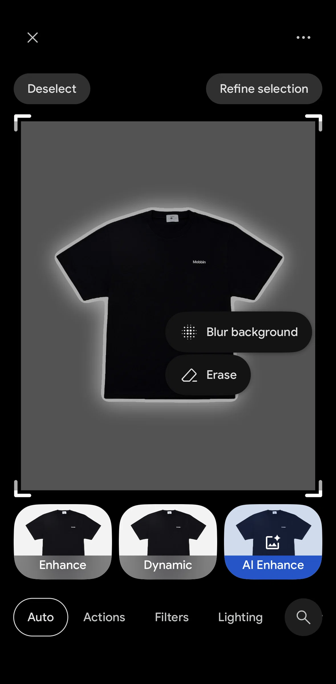 Google Photos Screen screen in the Editing a selection flow