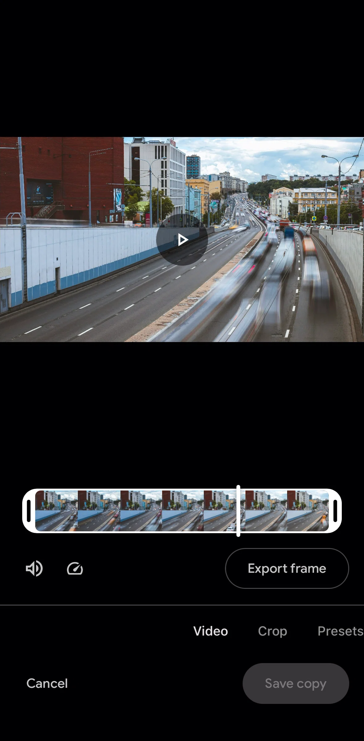 Google Photos Screen screen in the Editing video speed flow