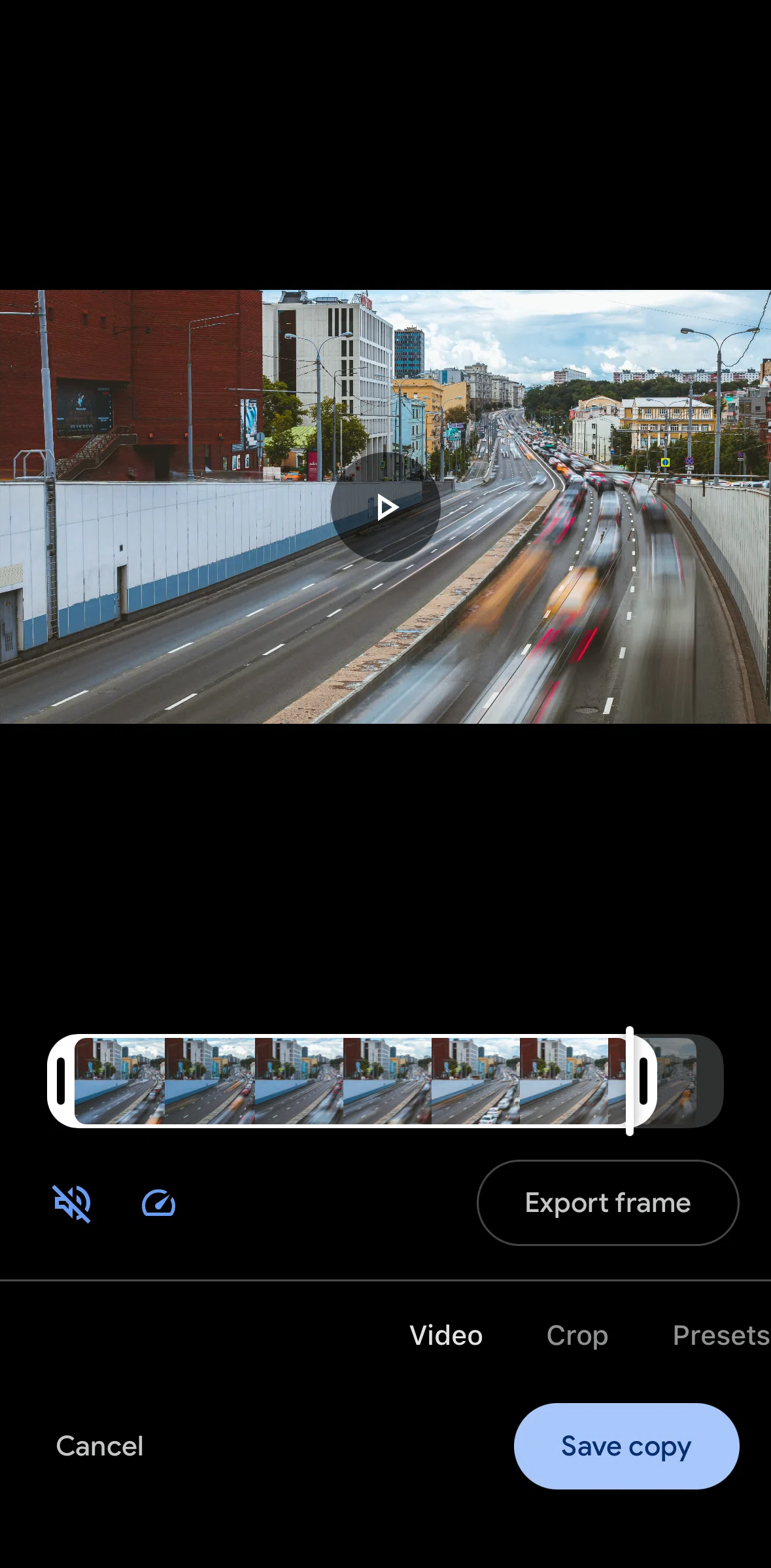 Google Photos Screen screen in the Exporting a frame flow