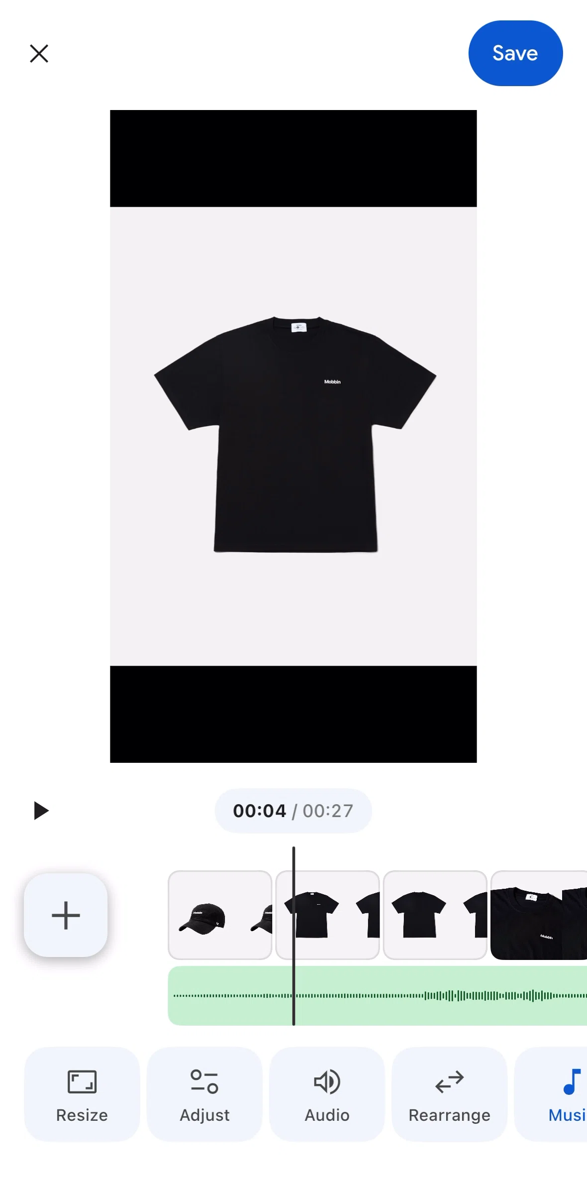 Google Photos Screen screen in the Extending a clip flow