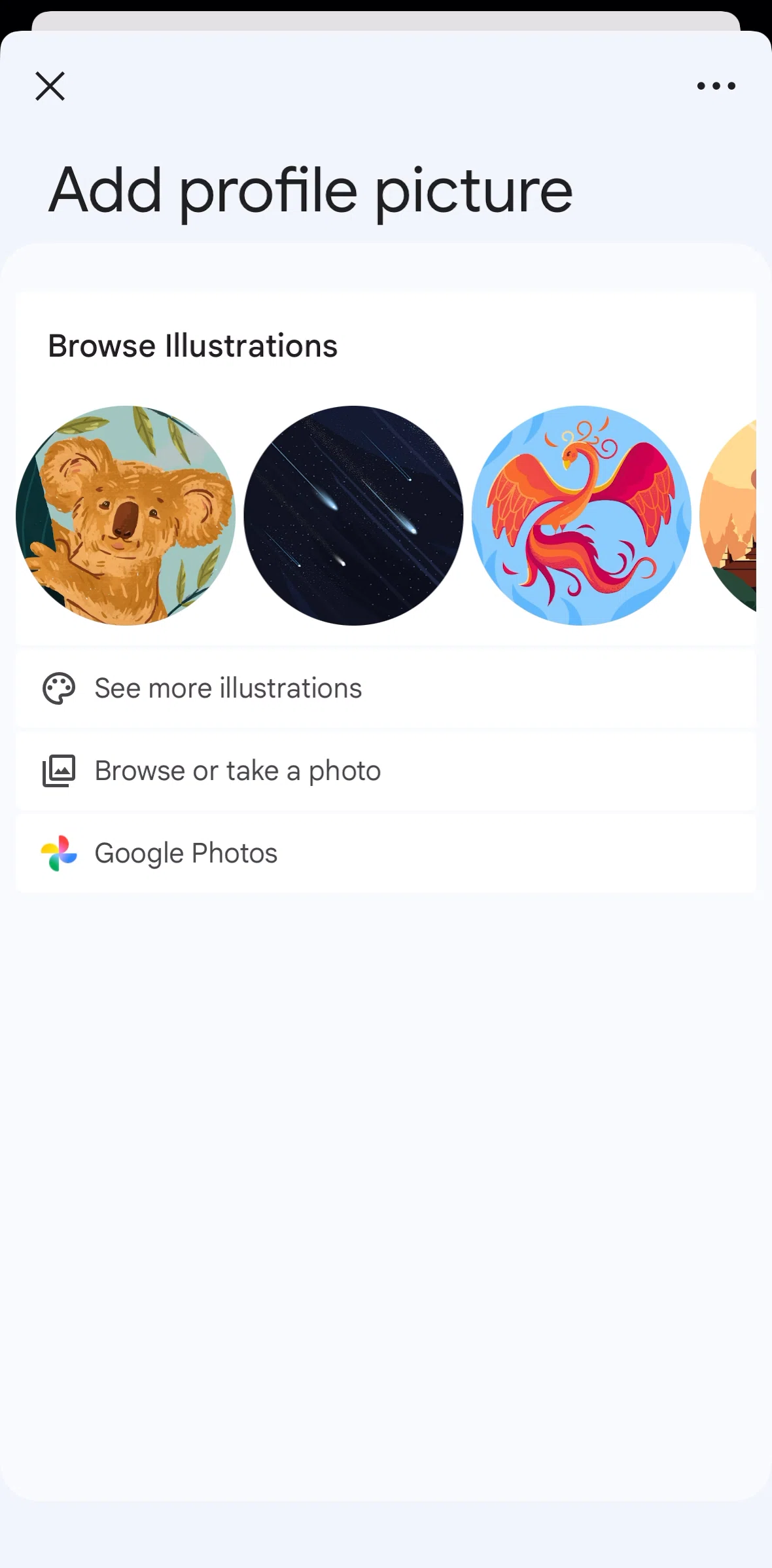 Google Photos Screen screen in the Illustrations flow