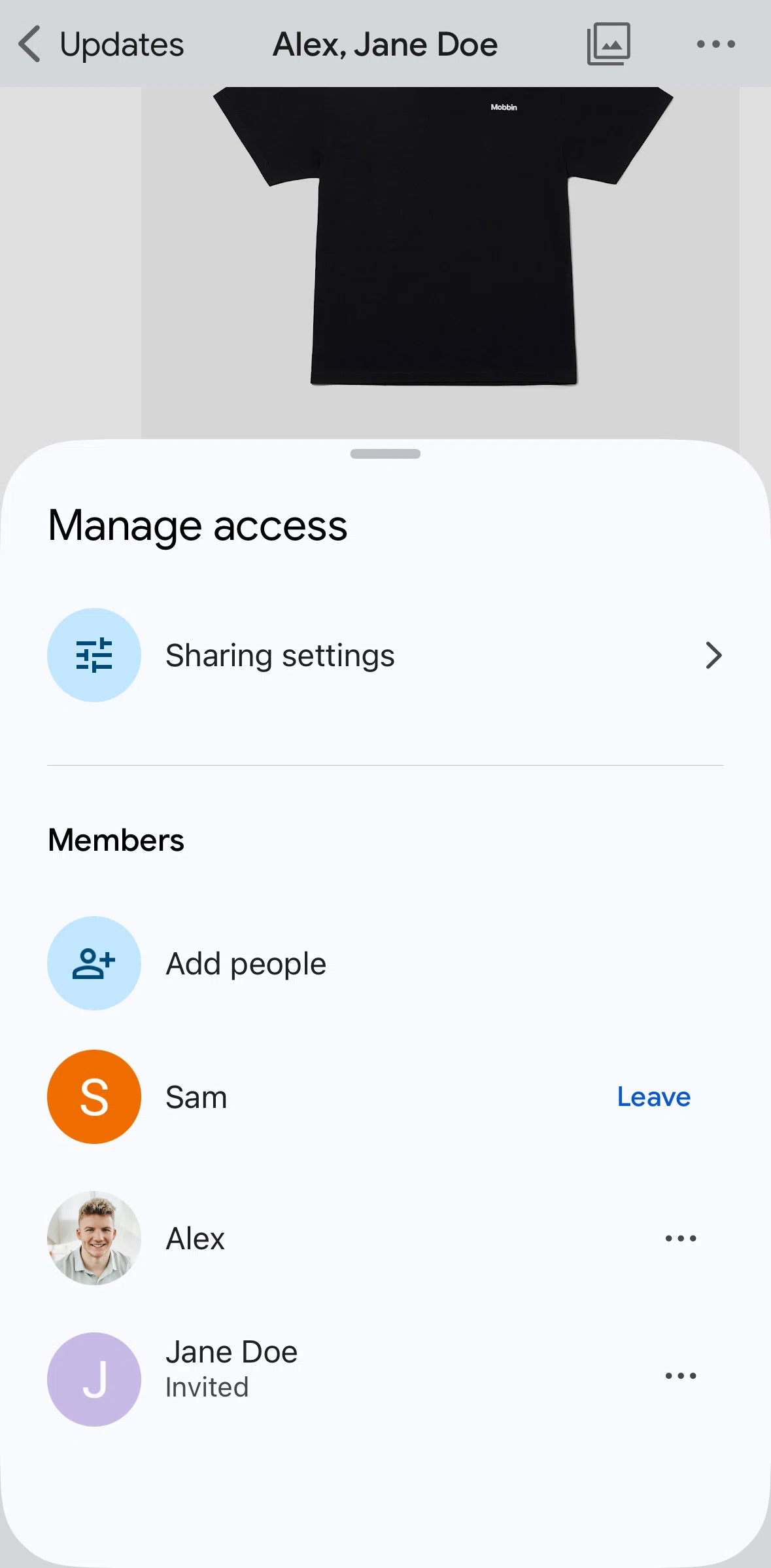 Google Photos Screen screen in the Leaving from a chat flow